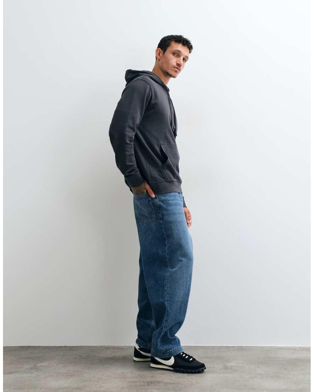 Jack & Jones Blue Script Chest Logo Hoodie for men