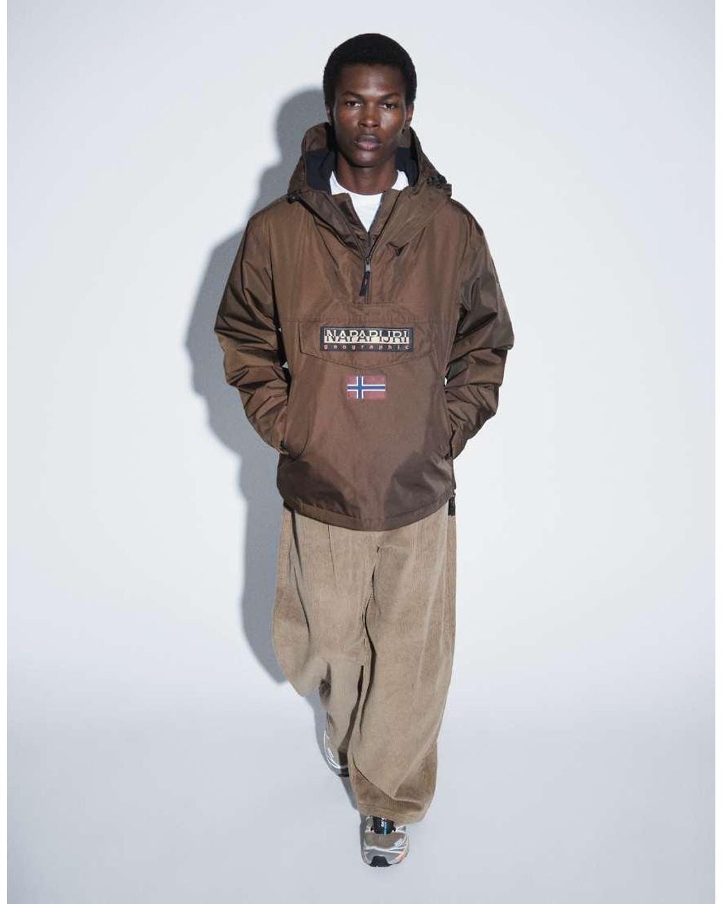 Napapijri Brown Box Logo Anorak for men