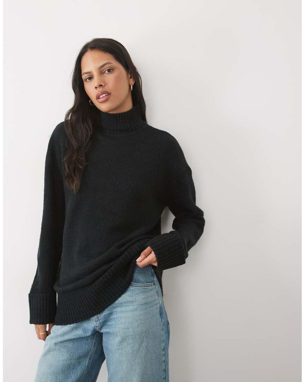 Threadbare Black Roll Neck Knitted Jumper