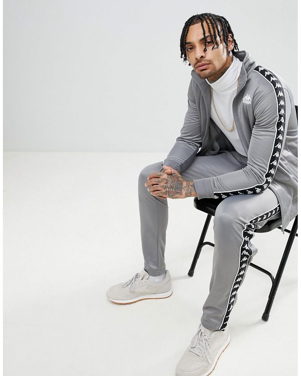 Kappa Track Jacket With Sleeve Taping In Grey in Gray for Men | Lyst