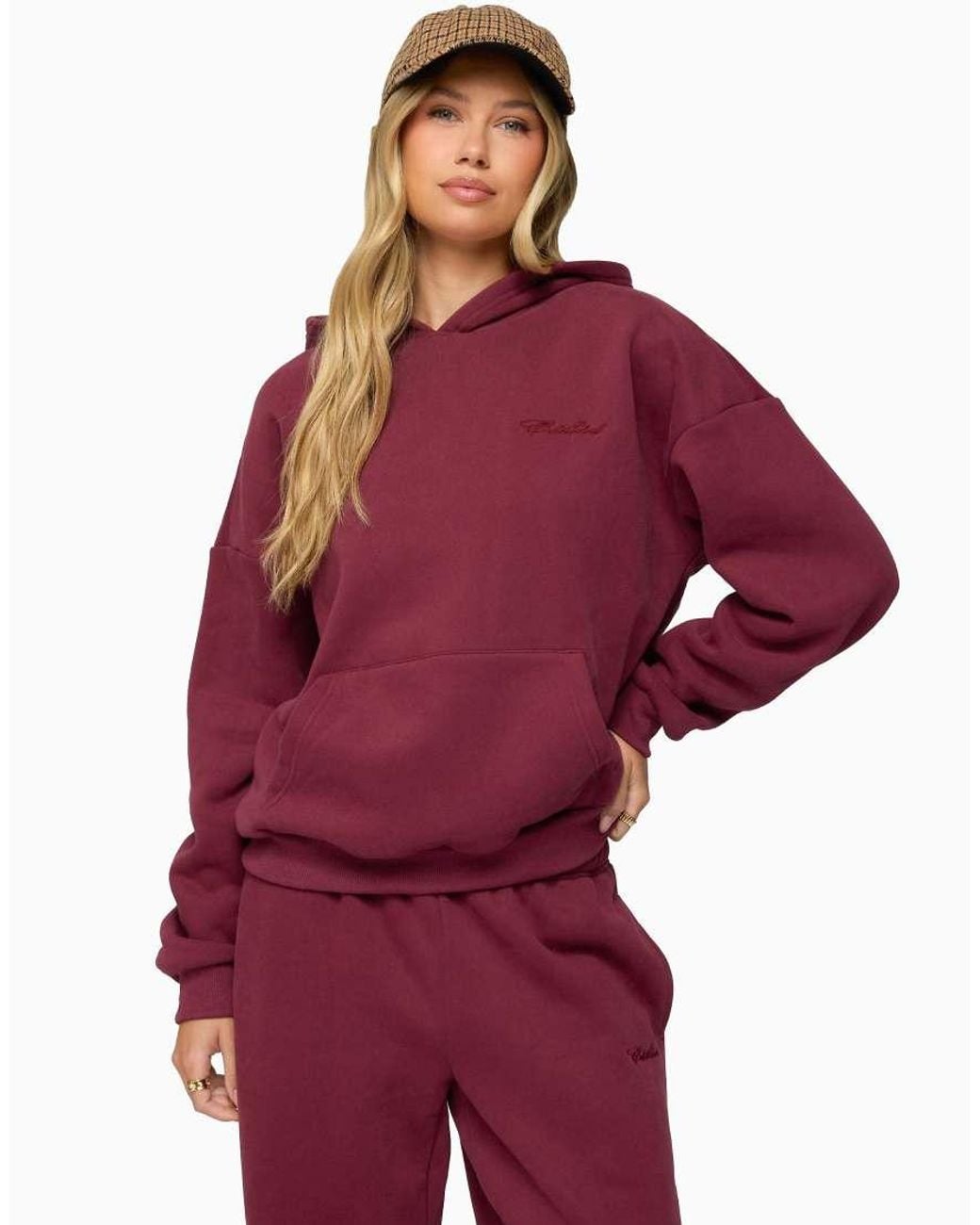 Edikted Red Basic Girl Oversized Hoodie