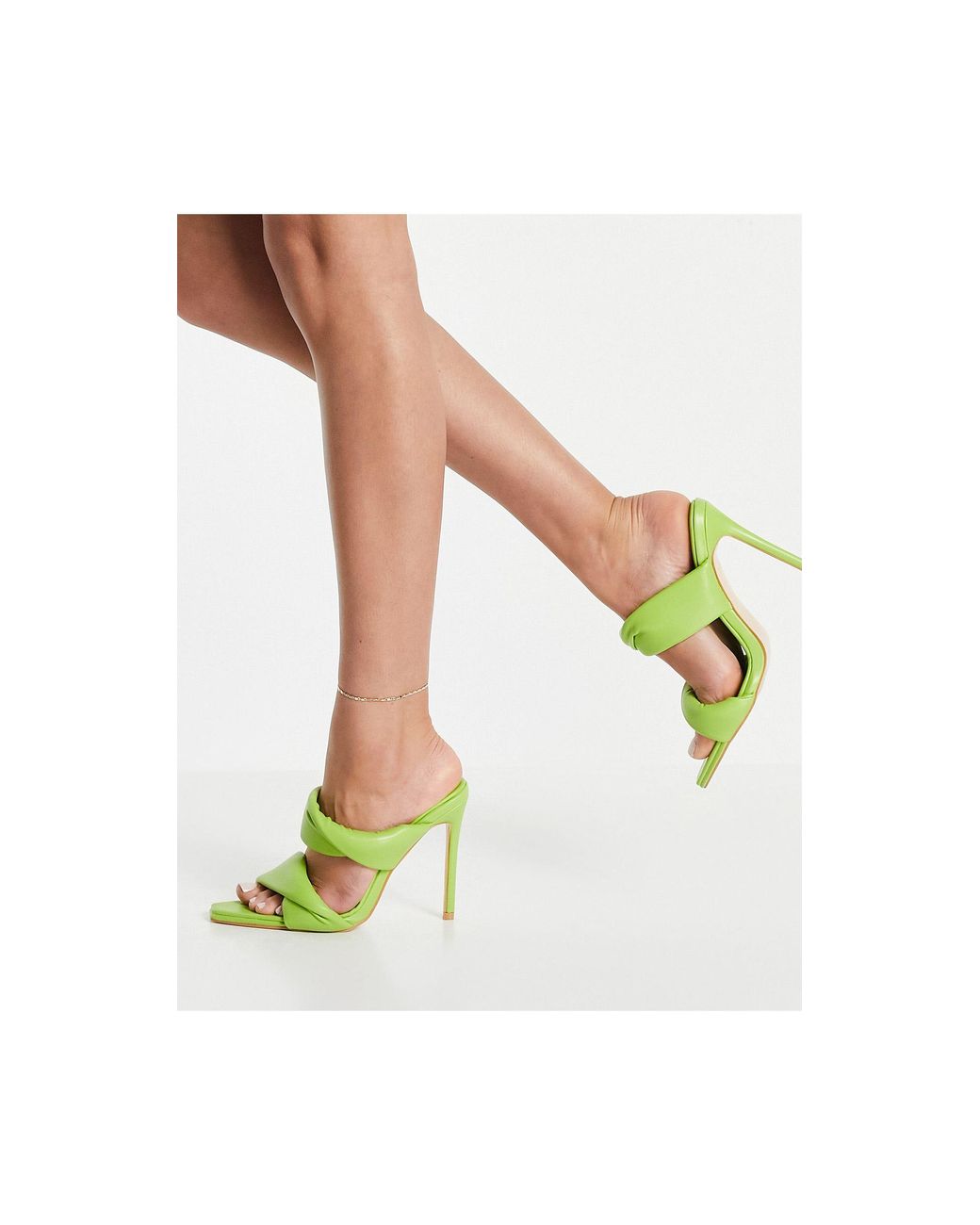 Public Desire Avatar Twist Strap Mules With Square Toe in Lime (Green) -  Lyst