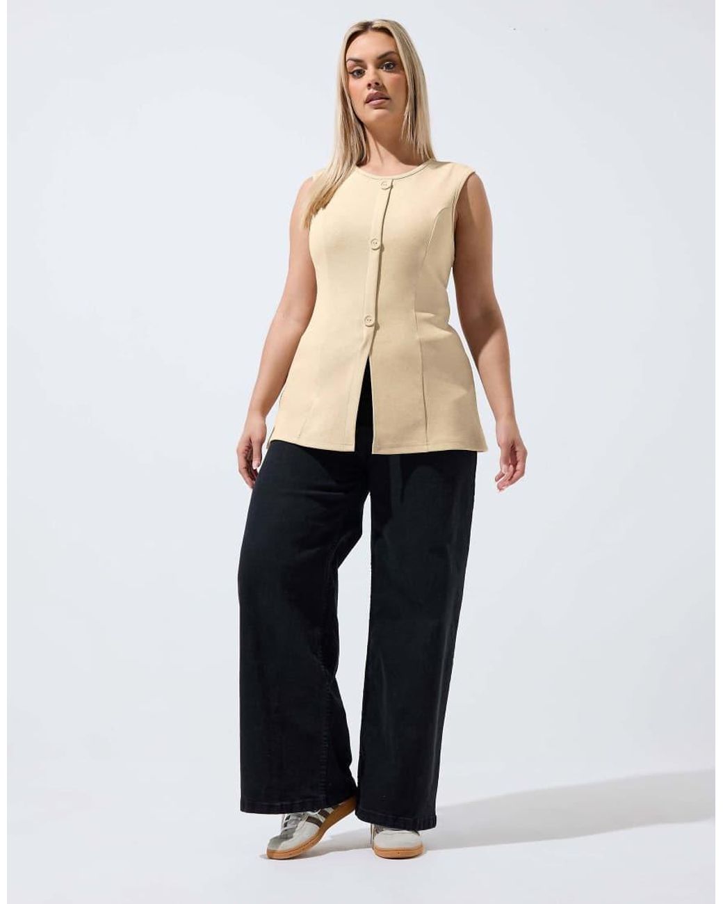Yours Clothing Natural Seam Detail Waistcoat
