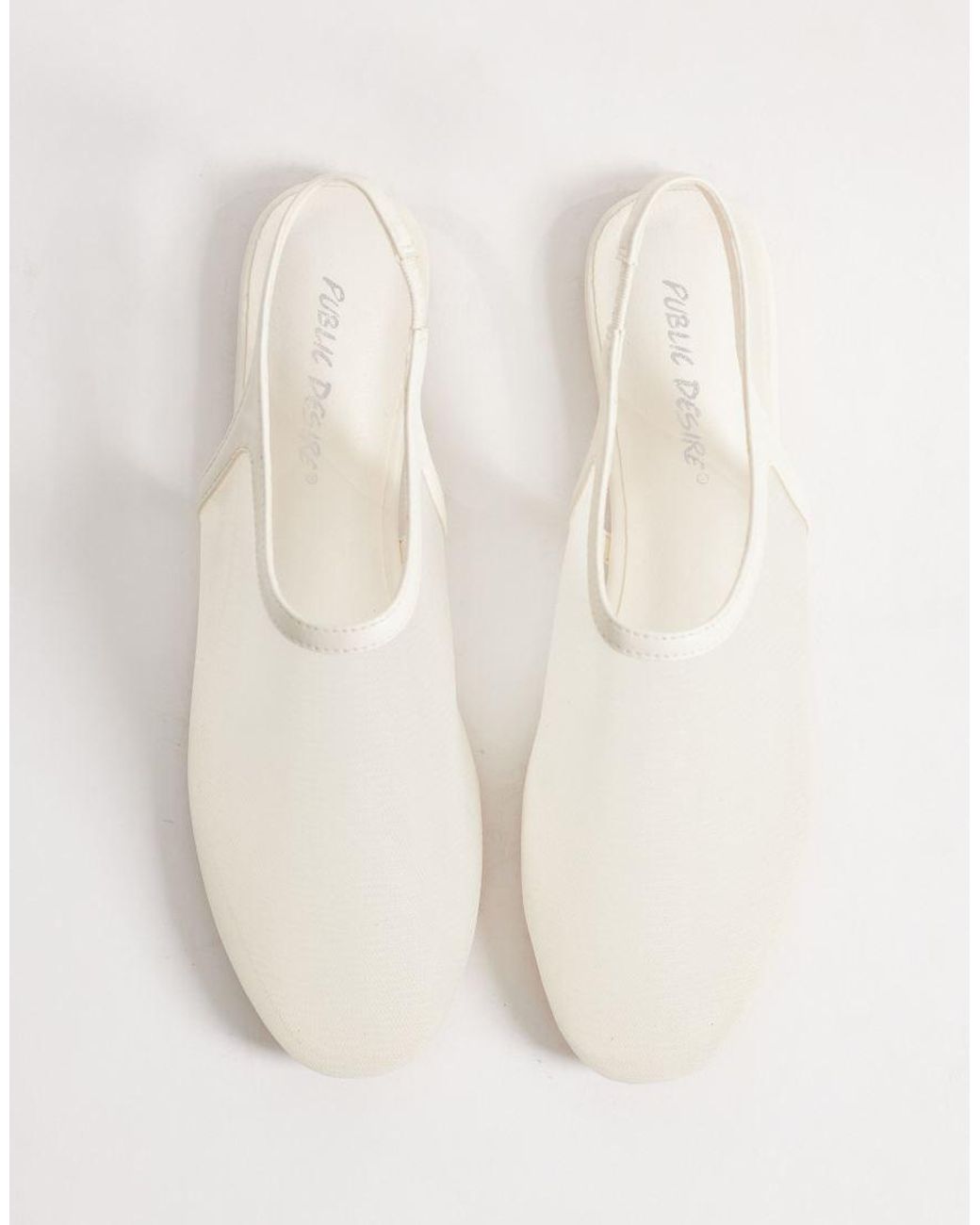 Public Desire White Farrah Slingback Mesh Flats