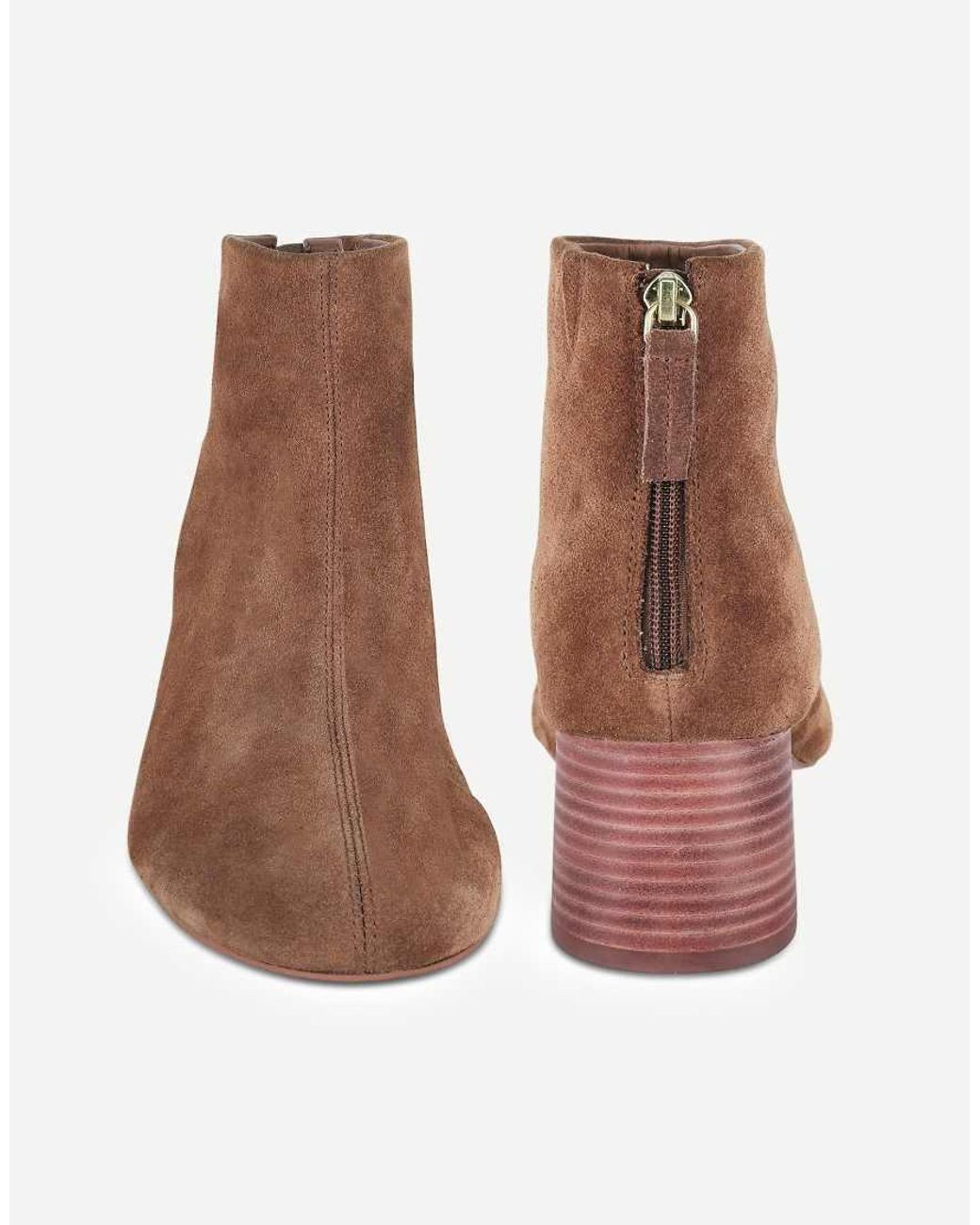 OFF THE HOOK Brown Elara Suede Block-Heeled Ankle Boots