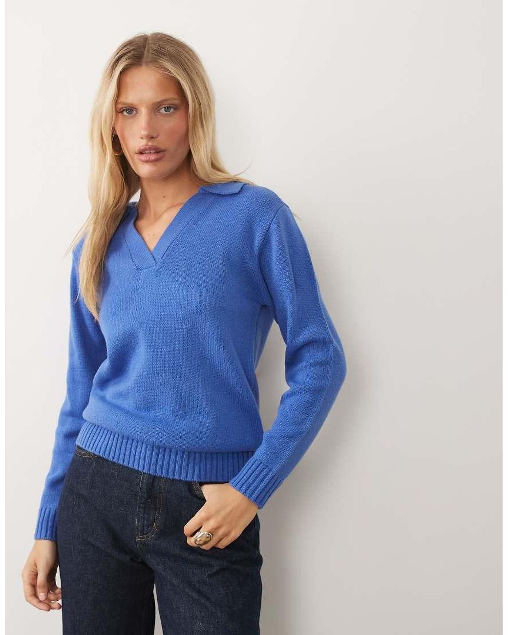 Wednesday's Girl Blue Wednesdays Girl Collared Polo Jumper