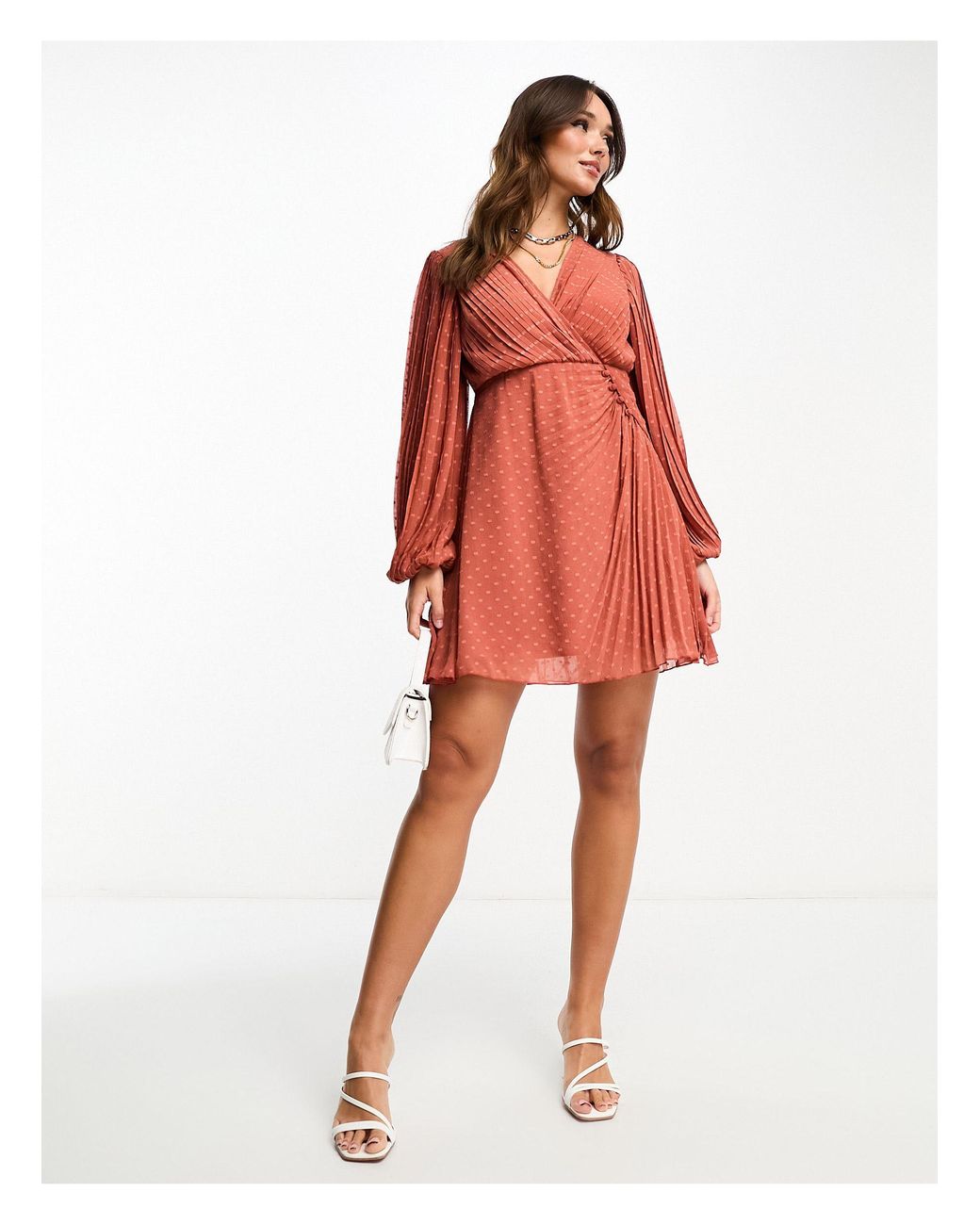 Red chiffon shop wrap dress