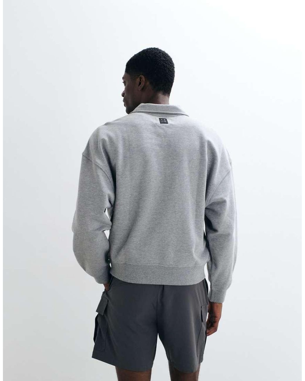 4505 Gray Cotton Oversized Polo Sweatshirt With Quick Dry Finish for men