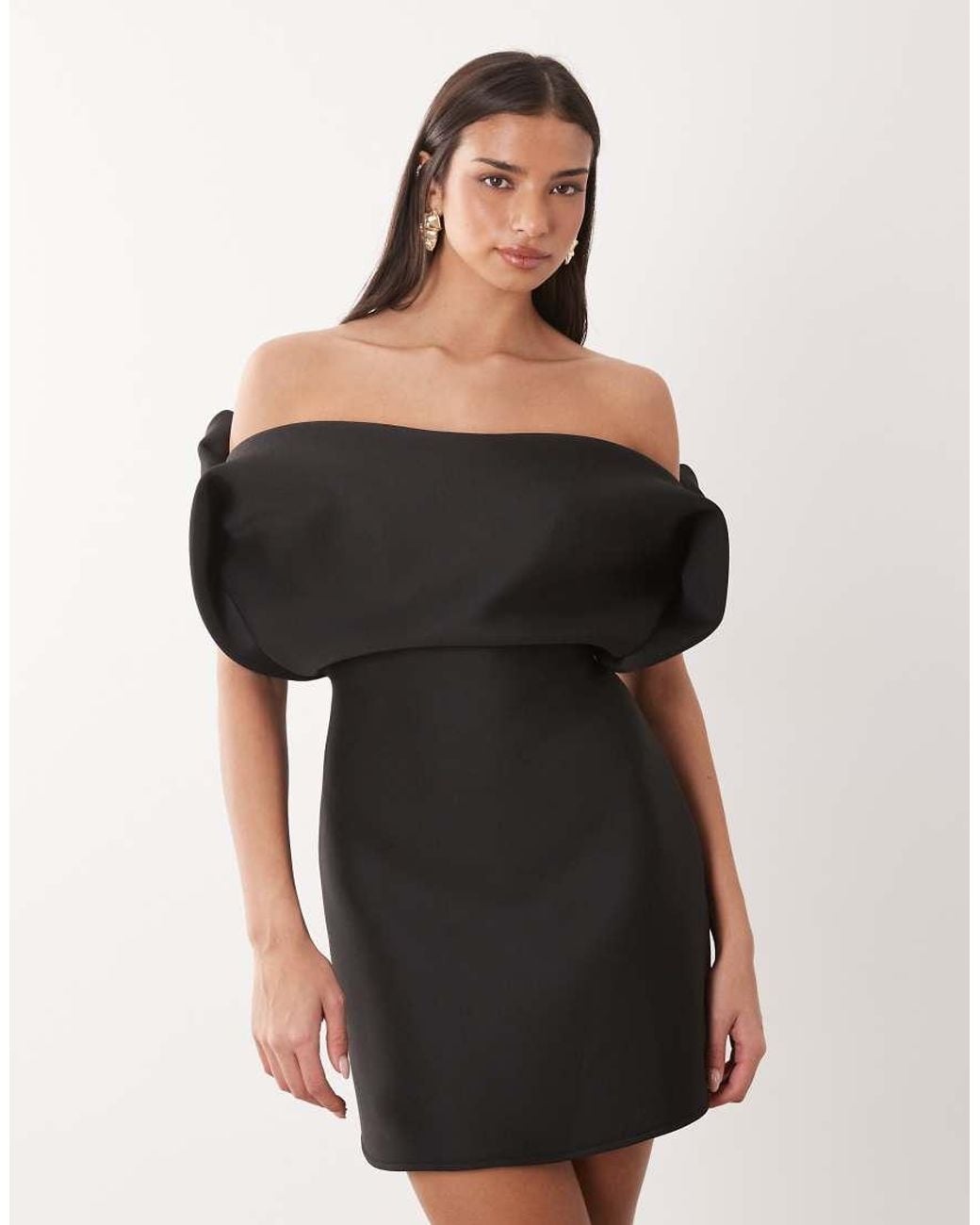 ASOS Black Structured Bardot Mini Dress