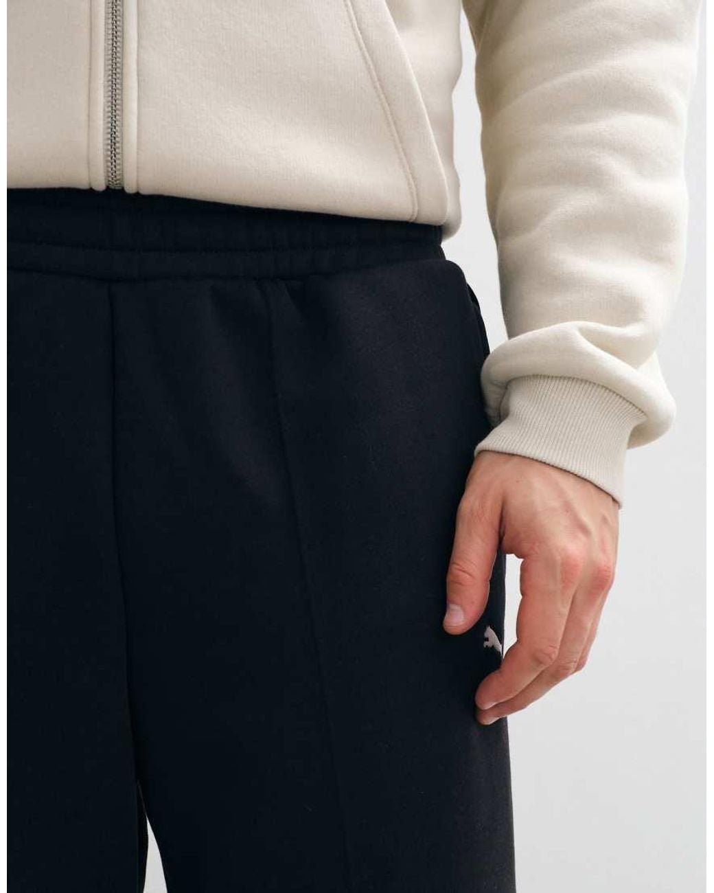 PUMA Black Essentials Heavy Fleece Relaxed Sweatpants for men