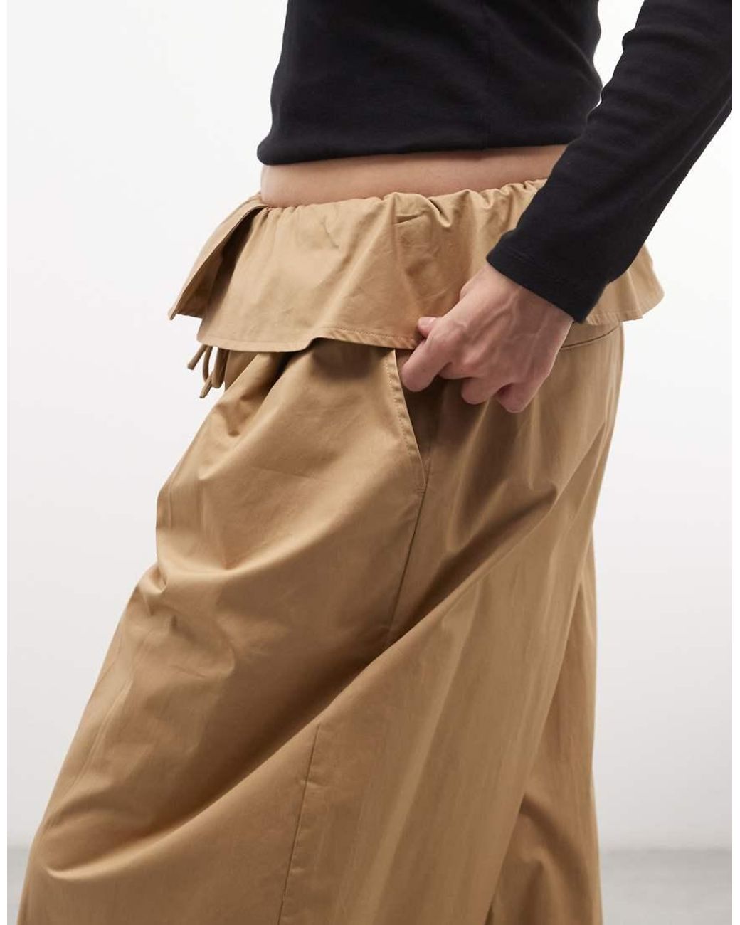 ASOS Natural Foldover Waist Detail Pants