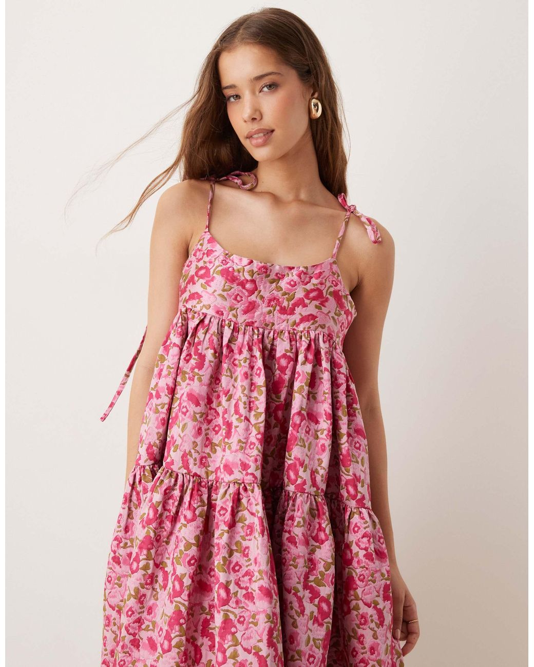 Sister Jane Dream Babydoll Jacquard Midaxi Dress in Pink | Lyst