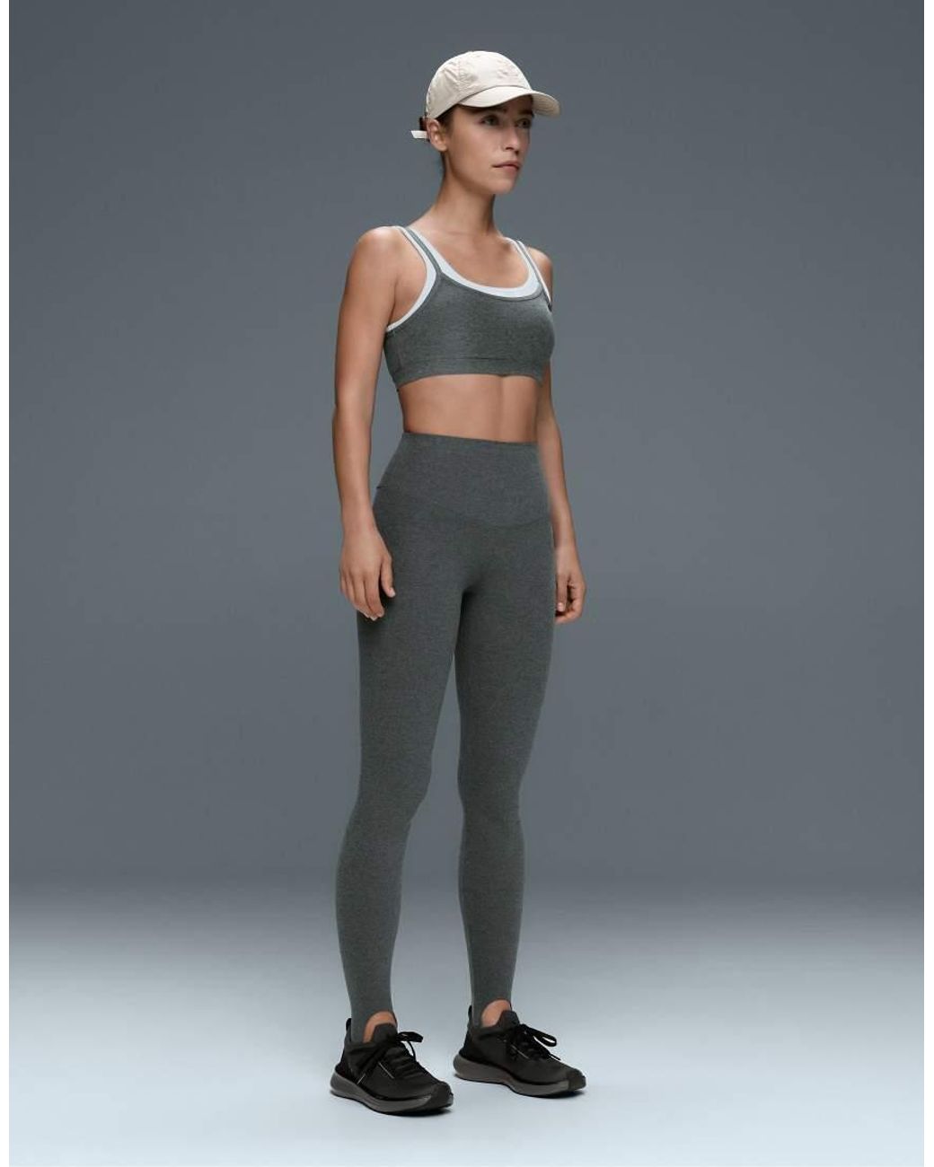 Oysho Gray Medium-Support Rib Overlay Sports Bra