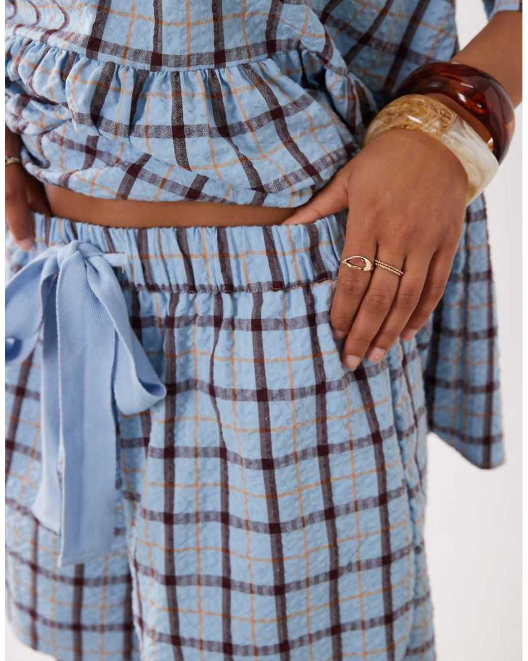 ASOS Blue Tie Waist Pocket Detail Shorts