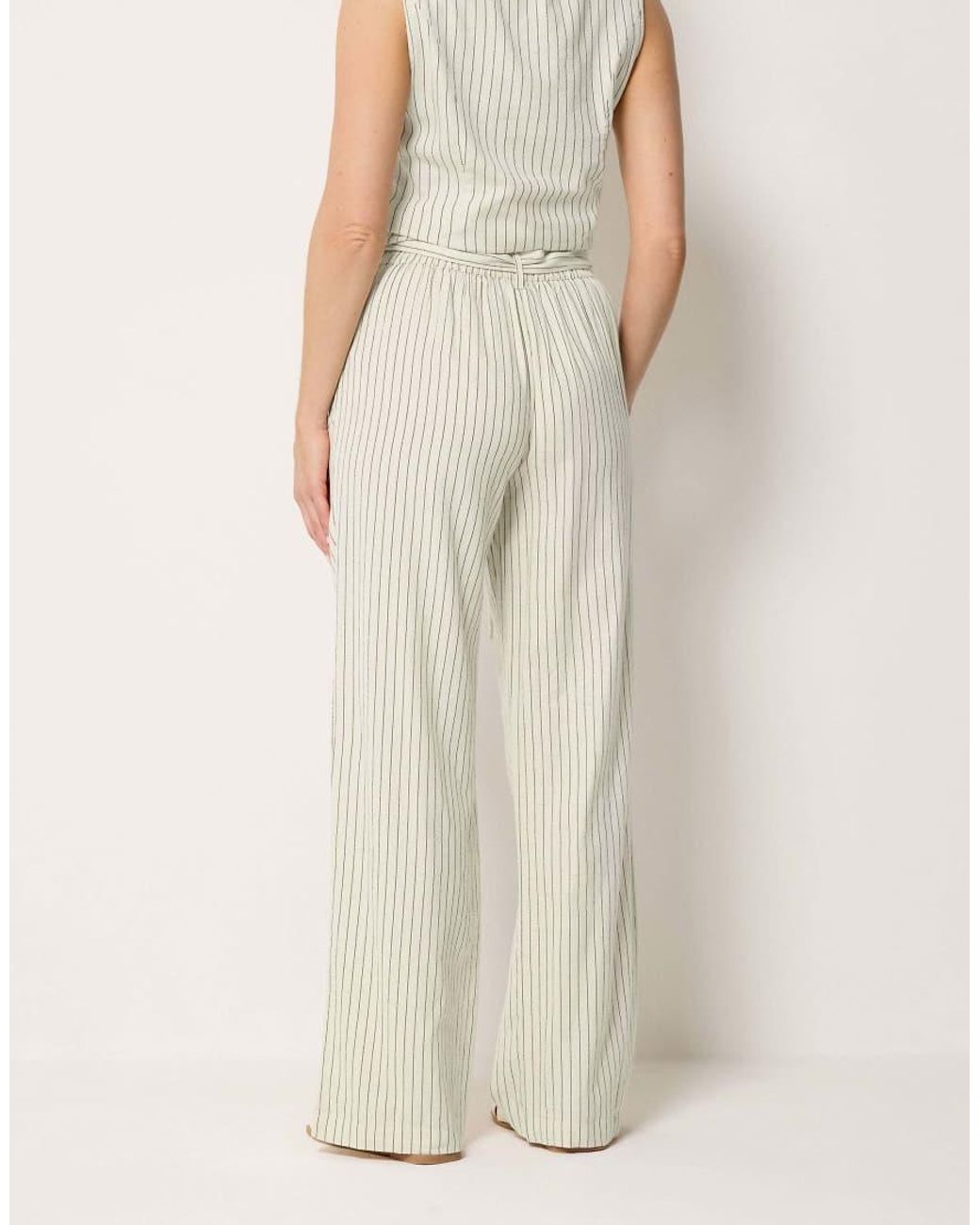 Long Tall Sally Natural Pinstripe Wide Leg Trousers