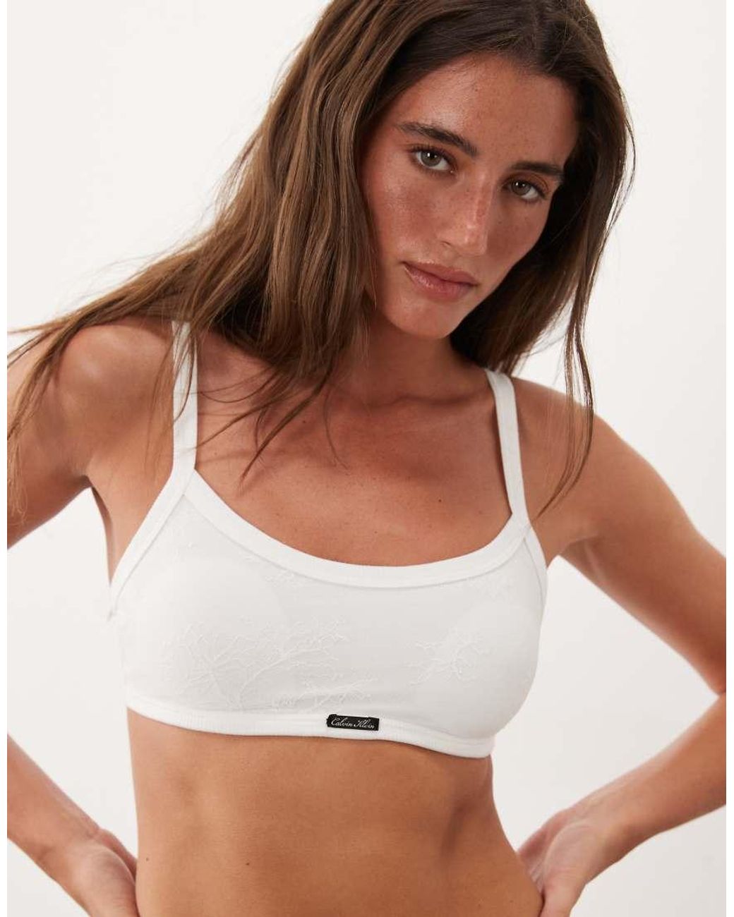 Calvin Klein White Icon Lace Lightly Lined Bralet
