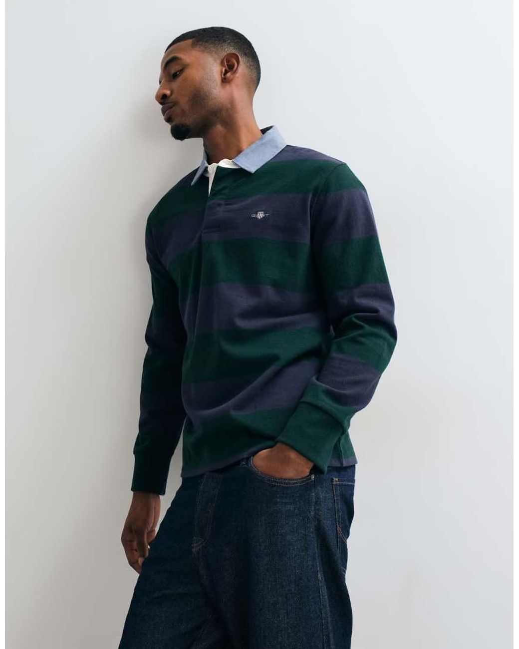 Gant Blue Heavyweight Striped Rugby Polo for men