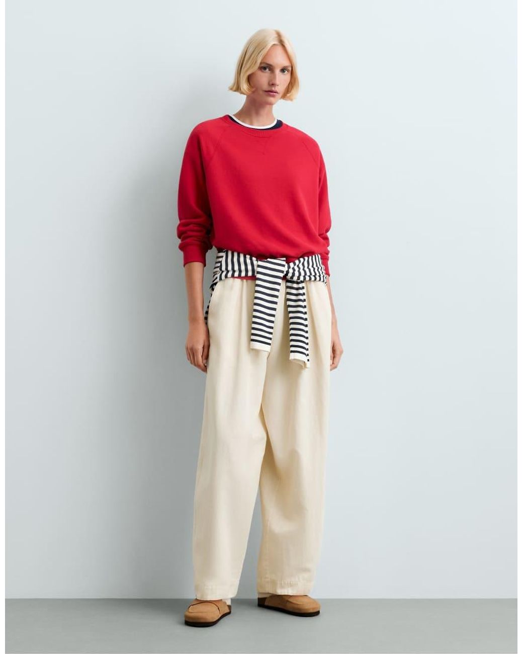 Oysho Red Marl Cotton-Blend Fleece Crew-Neck Sweatshirt