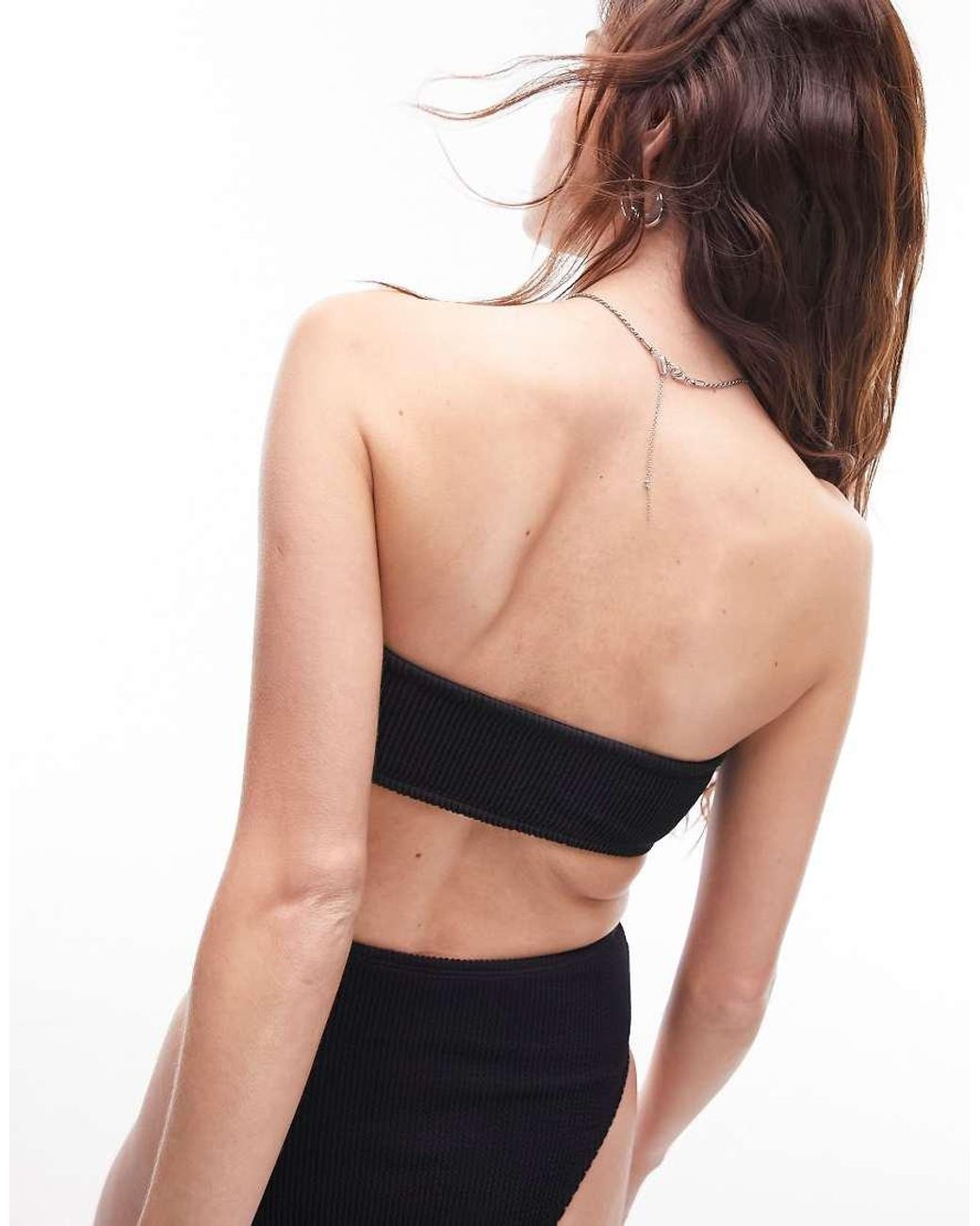 TOPSHOP Black Mix And Match Crinkle Bandeau Bikini Top