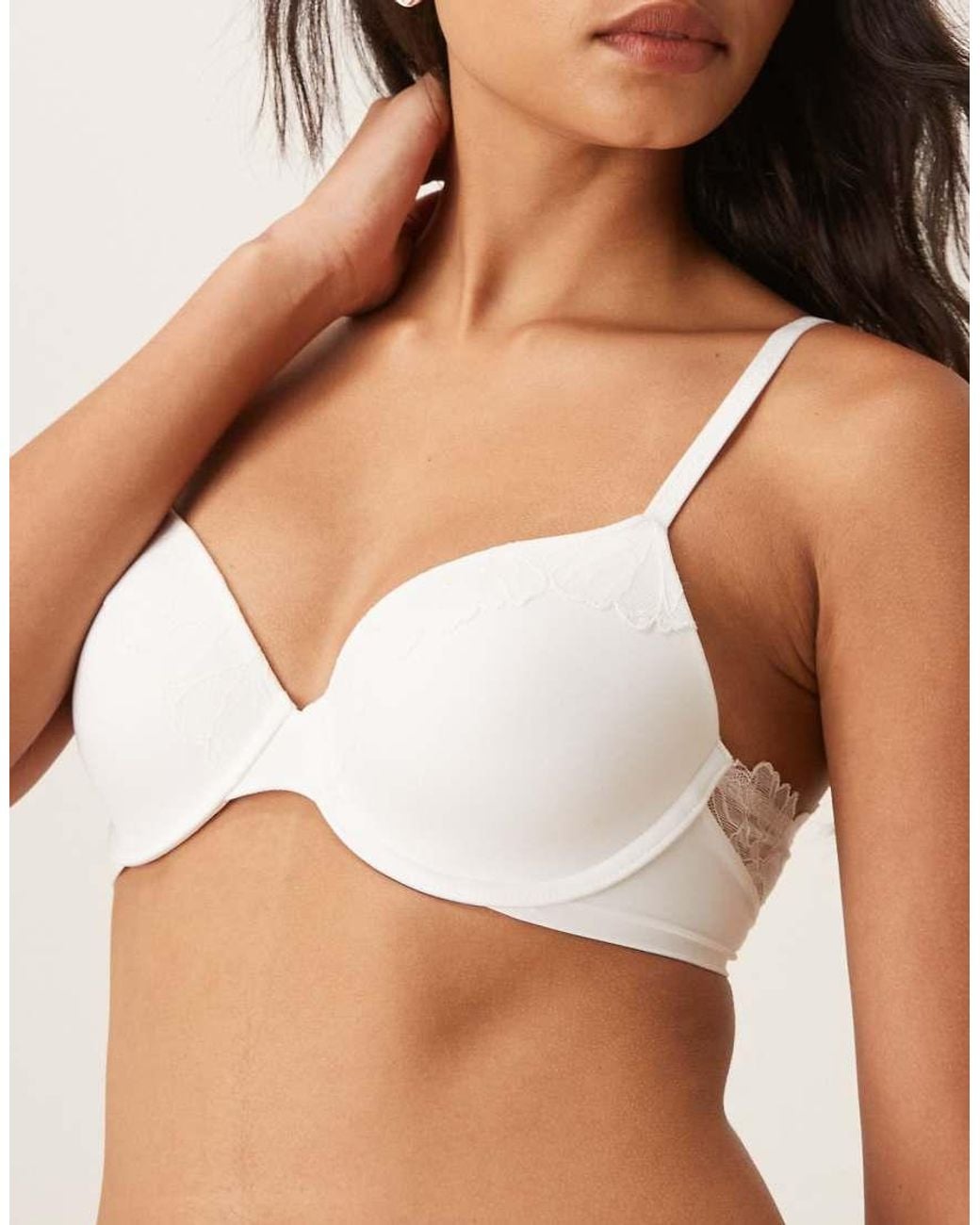 Calvin Klein White Perfectly Fit Lace Lightly Lined Perfect Coverage Bra