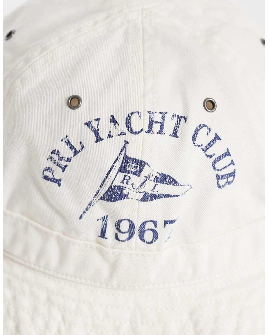 Polo Ralph Lauren White Yacht Logo Bucket Hat for men