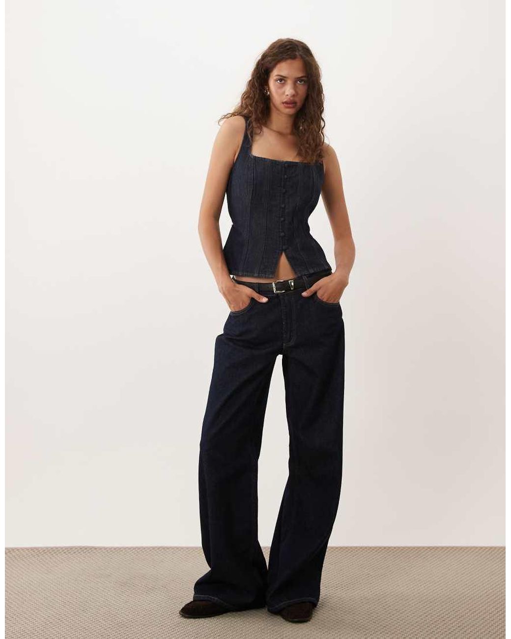 Abercrombie & Fitch Black Denim Sweetheart Neck Corset Top