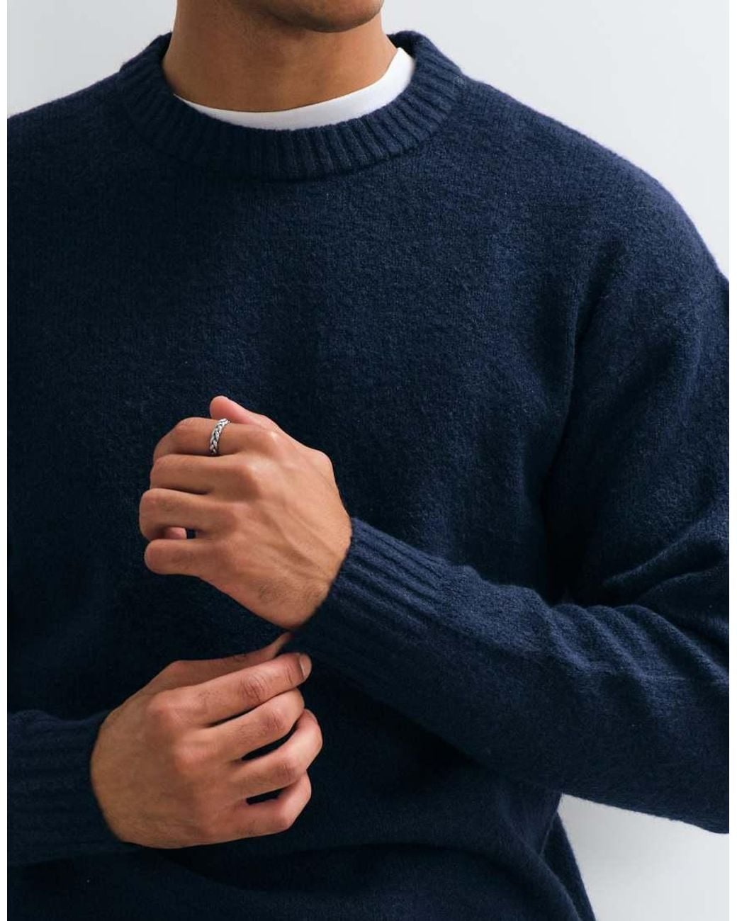 Jack & Jones Blue Oversized Fluffy Jumper for men