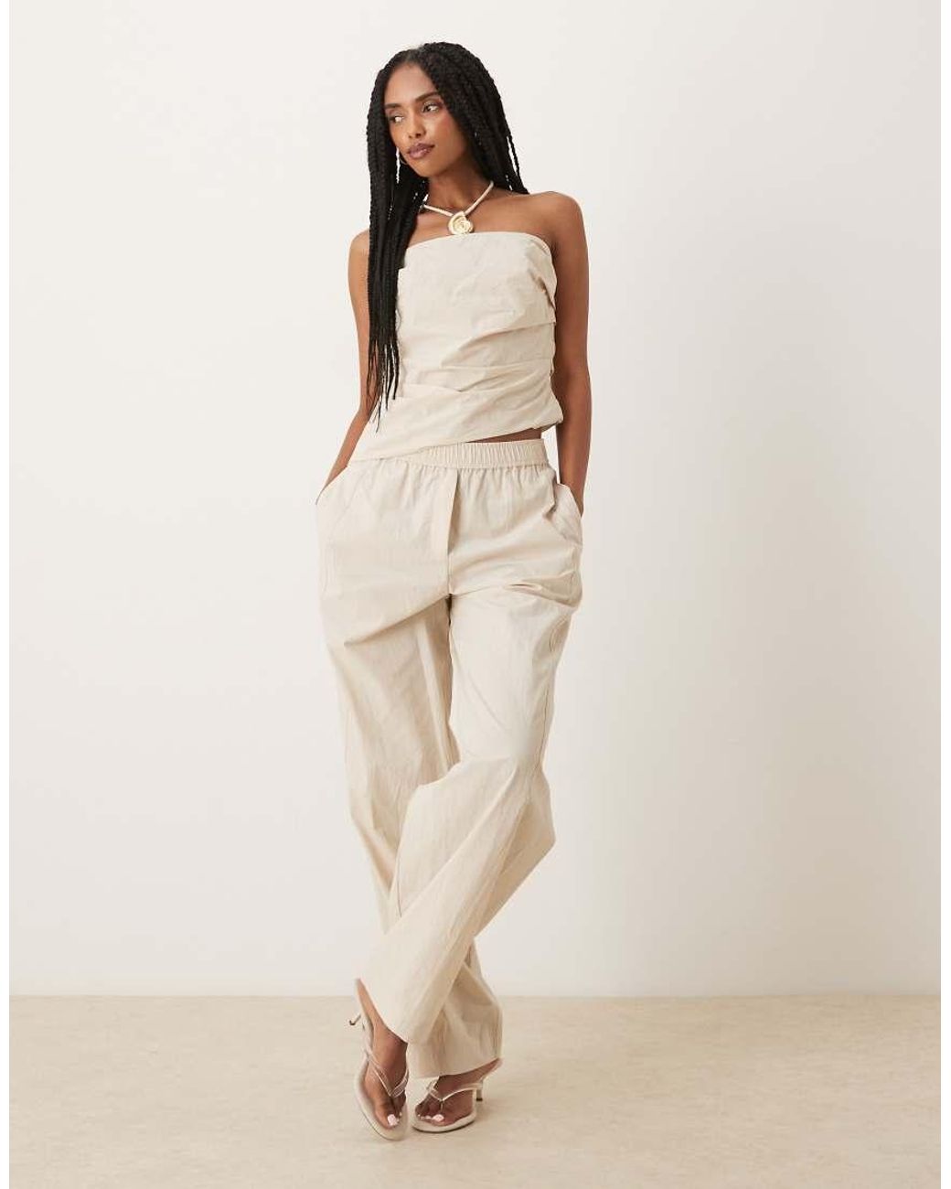 Mango Multicolor Bandeau Ruched Side Asymmetric Top Co-ord