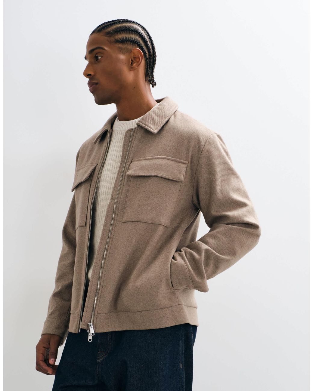 Only & Sons Brown Wool Blend Chore Jacket for men