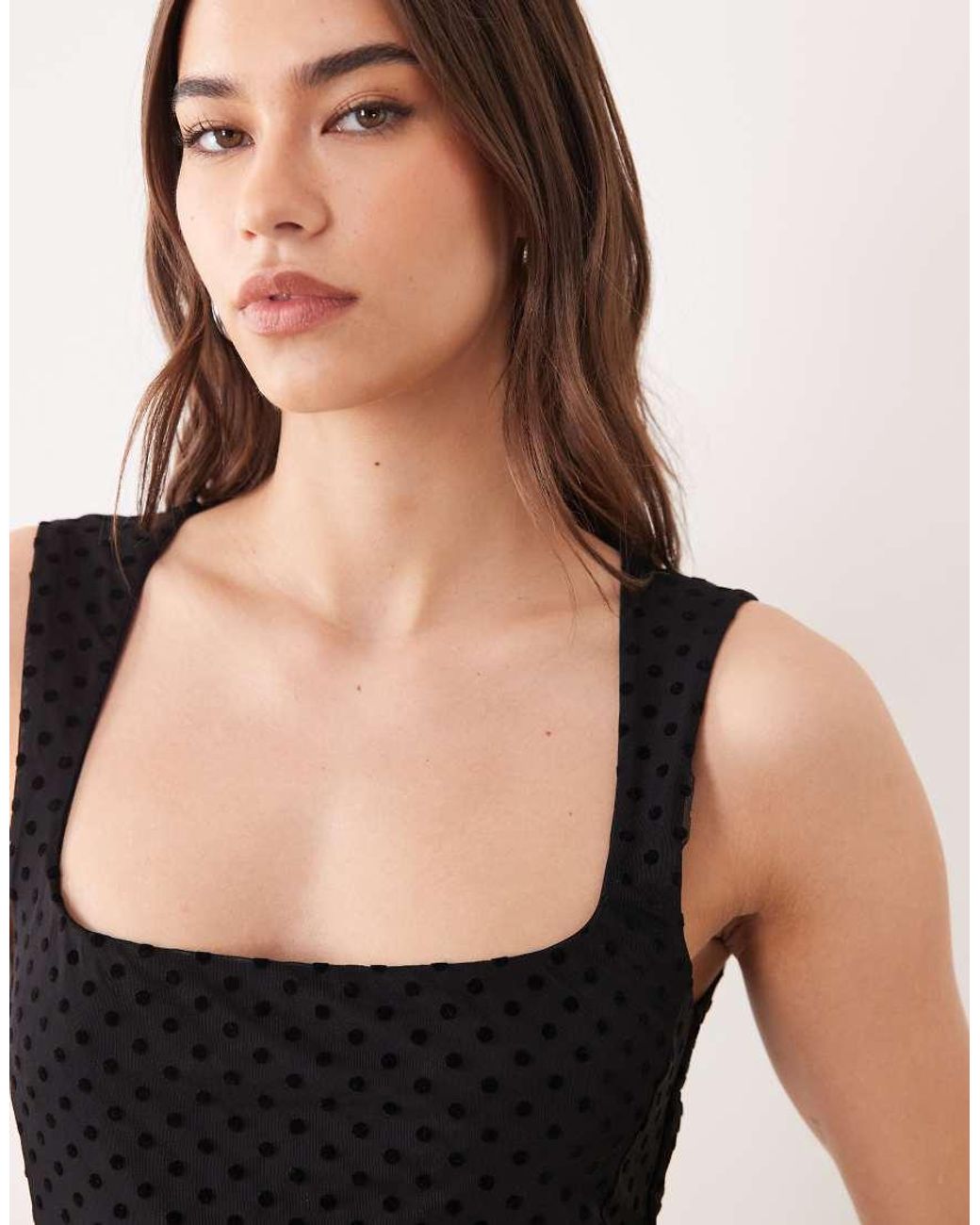 ASOS Black Flocked Soft Square Cami Top