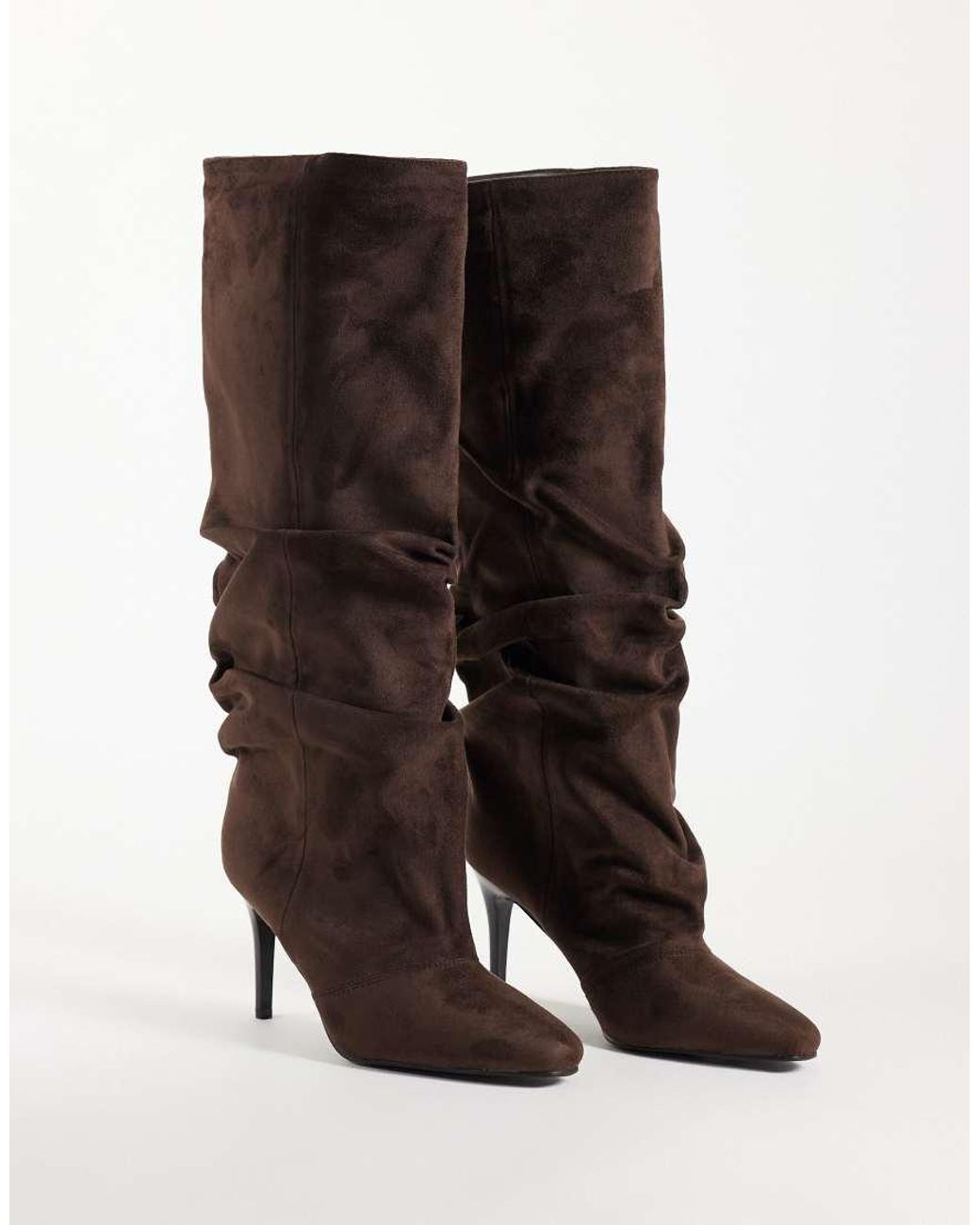 SIMMI Brown Simmi London Reece Ruched Knee Boots
