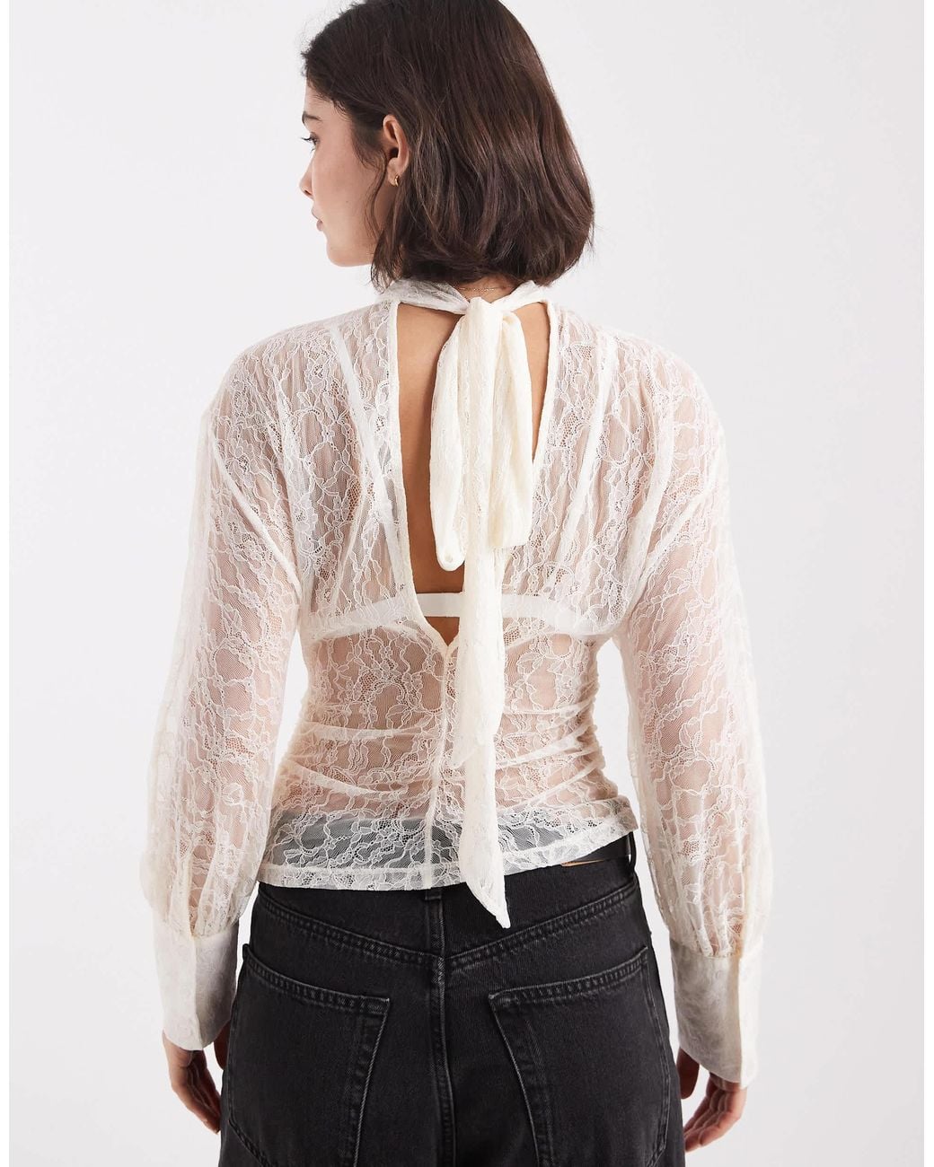 ASOS White Batwing High Neck Blouse
