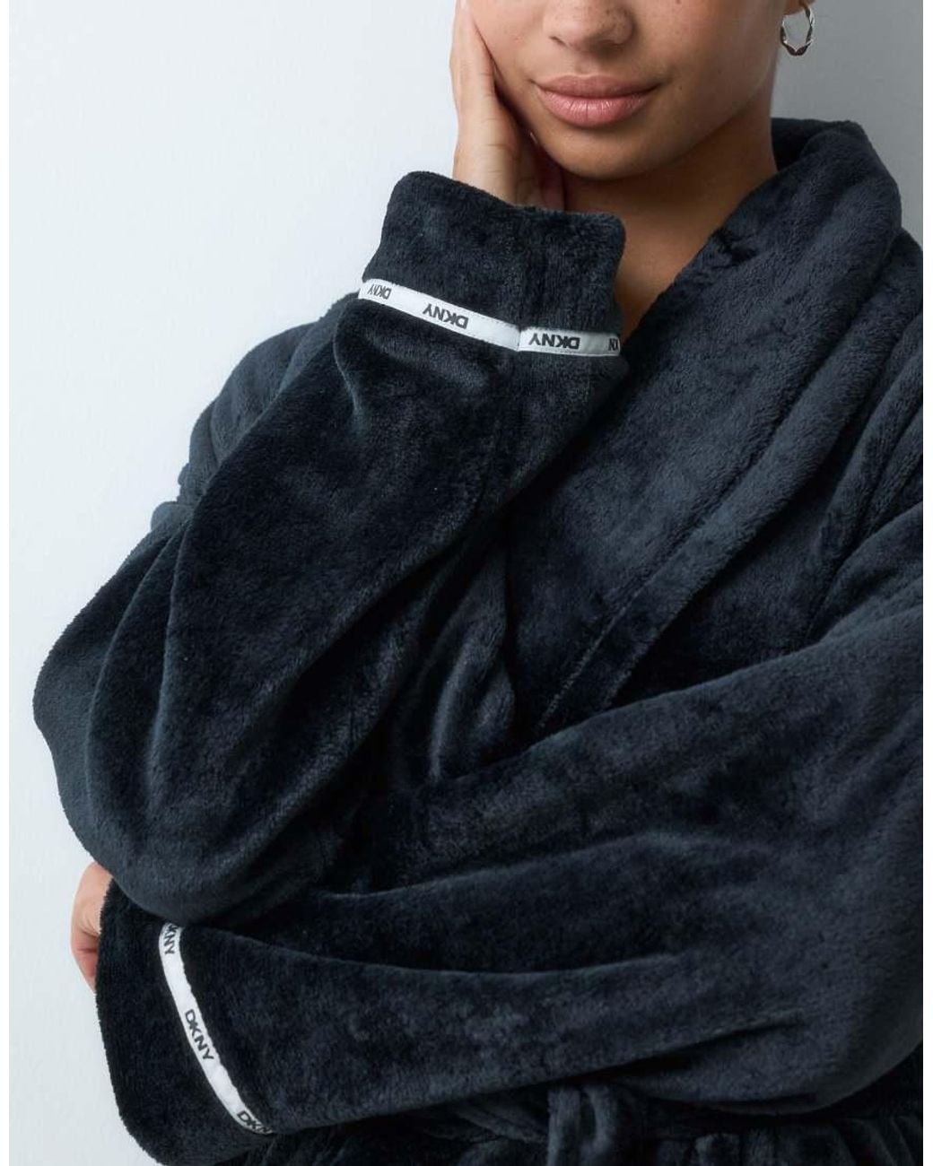 DKNY Blue Short Fleece Robe