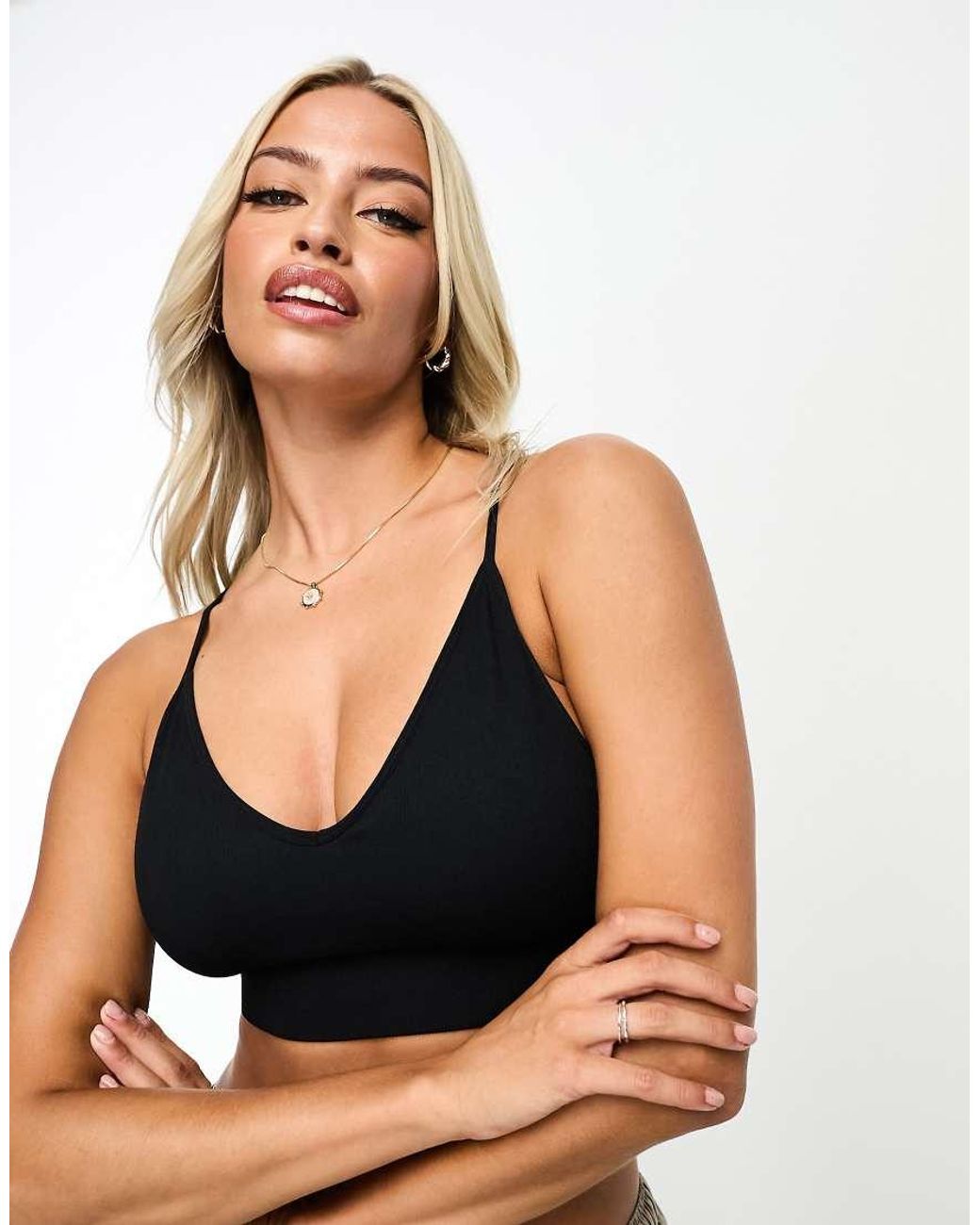 Lindex Black Seamless Rib Cami Bralette