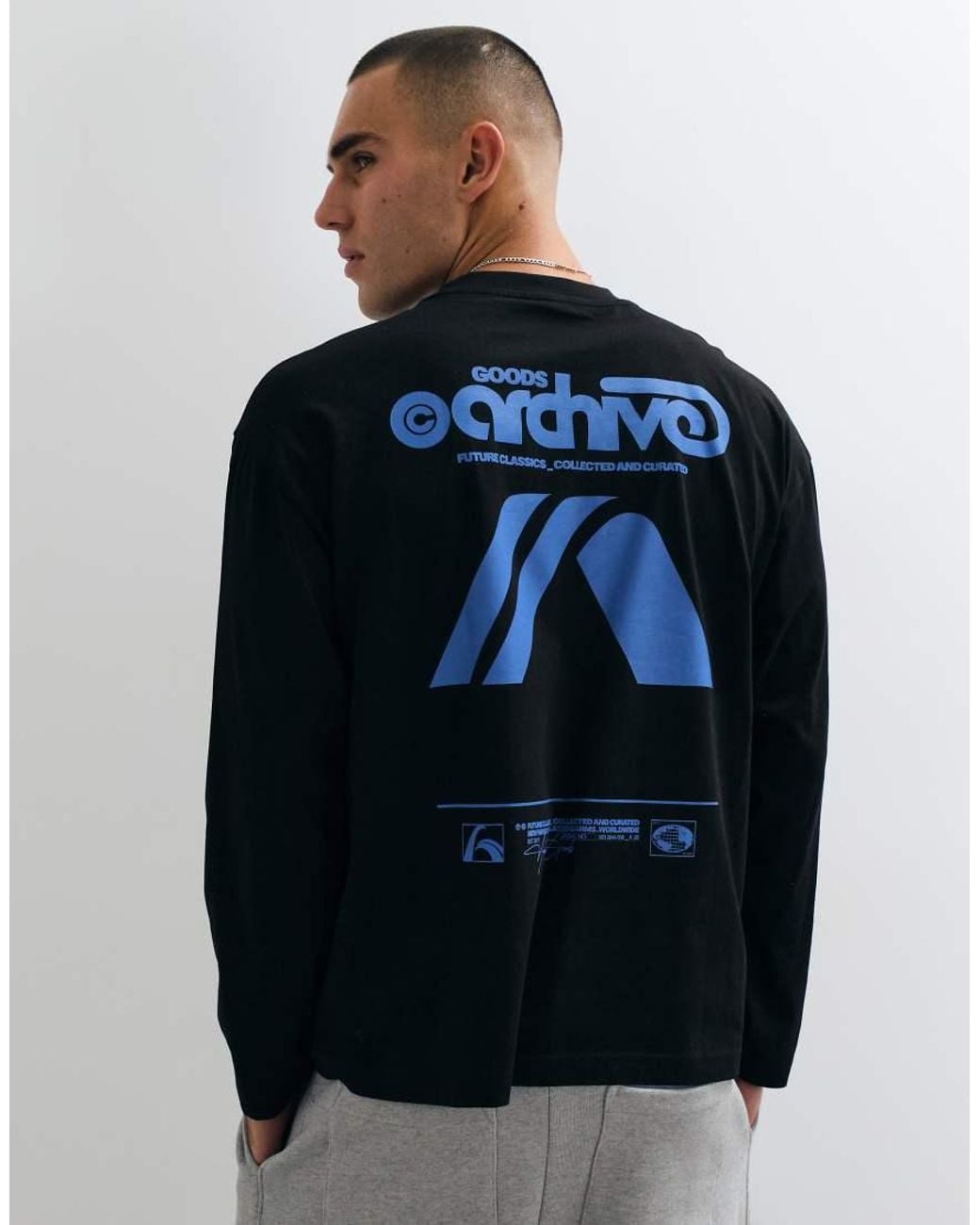 ASOS Black Oversized Long Sleeve T-shirt With Print for men