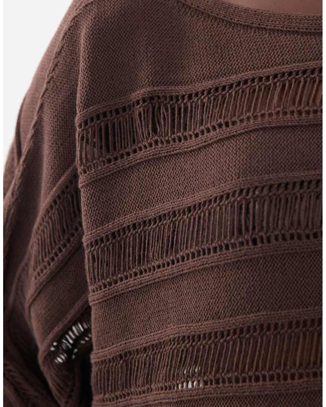 ASOS Brown Knitted Batwing Ladder Stitch Jumper