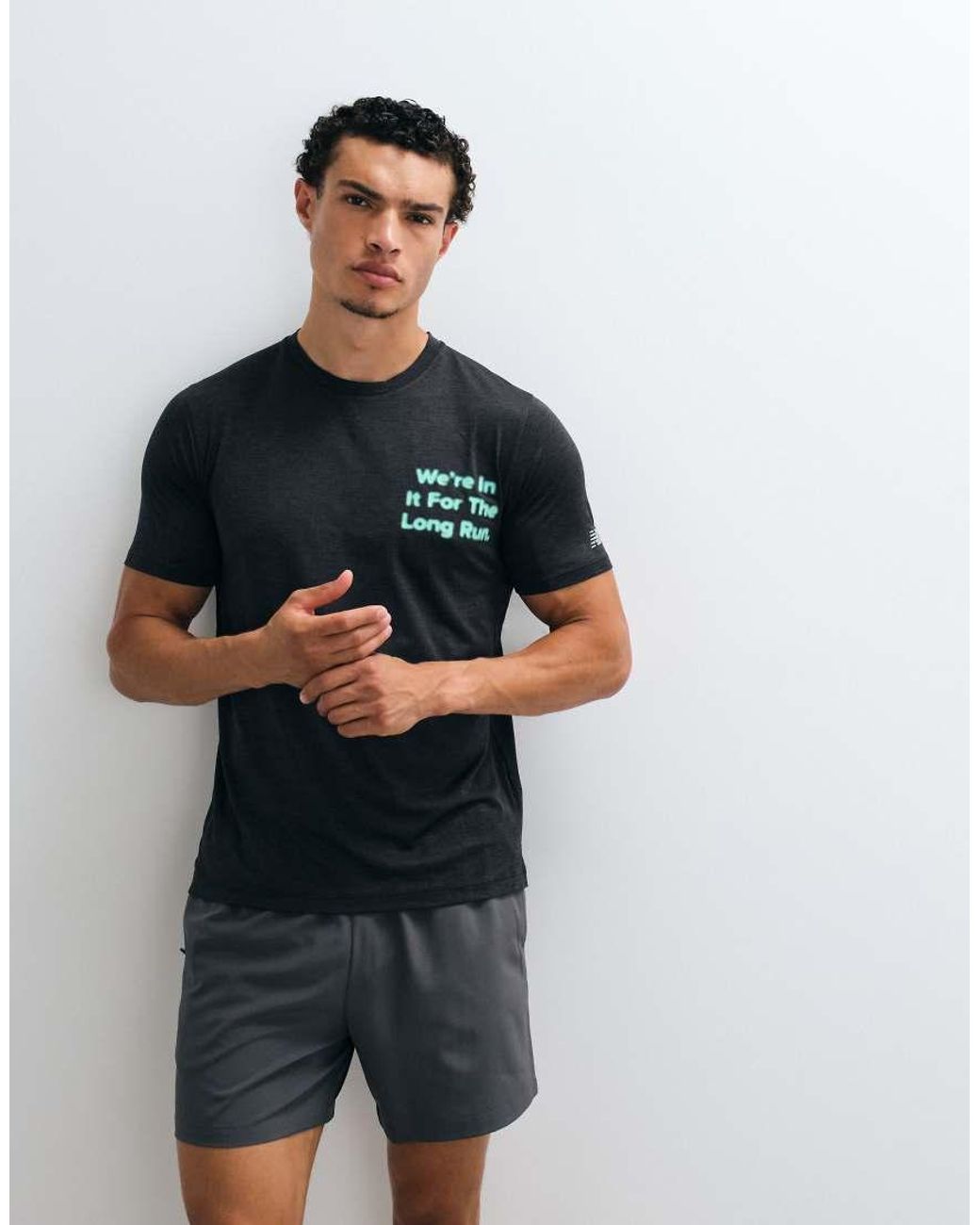 New Balance Black Rc Essential Graphic T-shirt for men