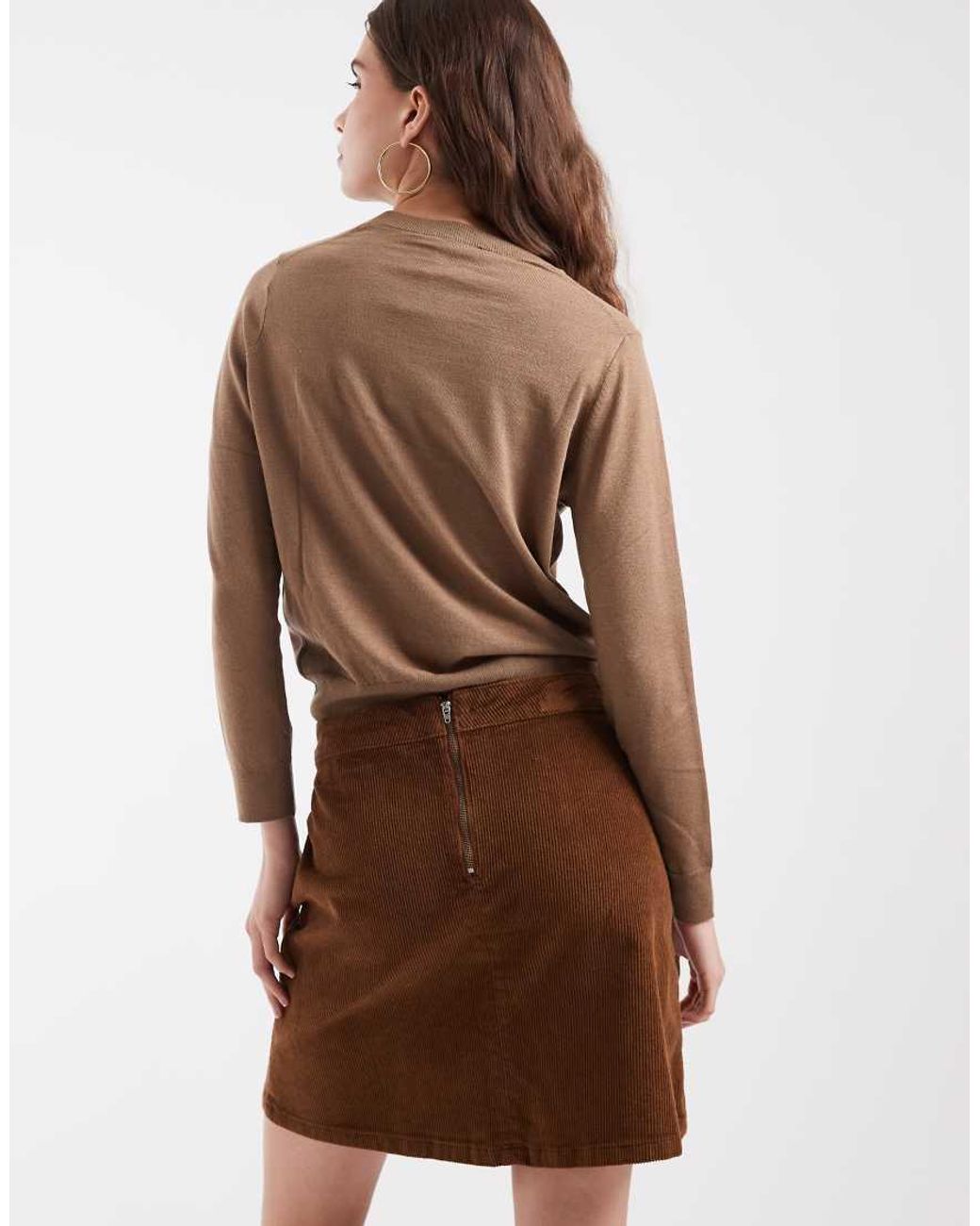Vero Moda Natural High Rise Corduroy Mini Skirt