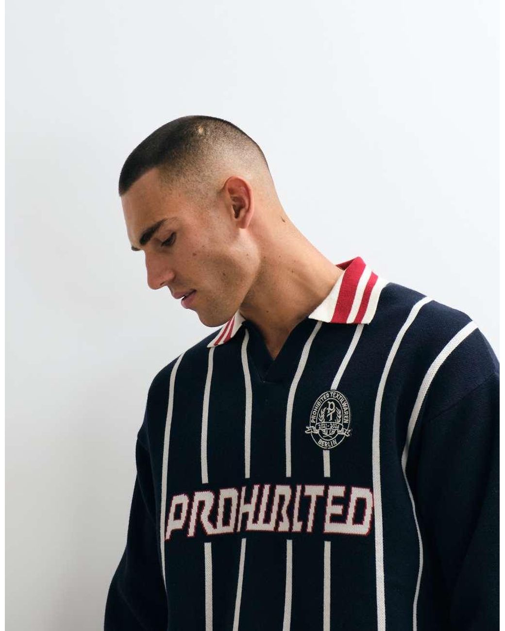 Prohibited Blue Knitted Sports Polo for men