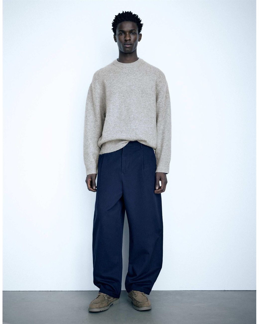 Pull&Bear Basic-pullover mit rundhalsausschnitt in Blue für Herren