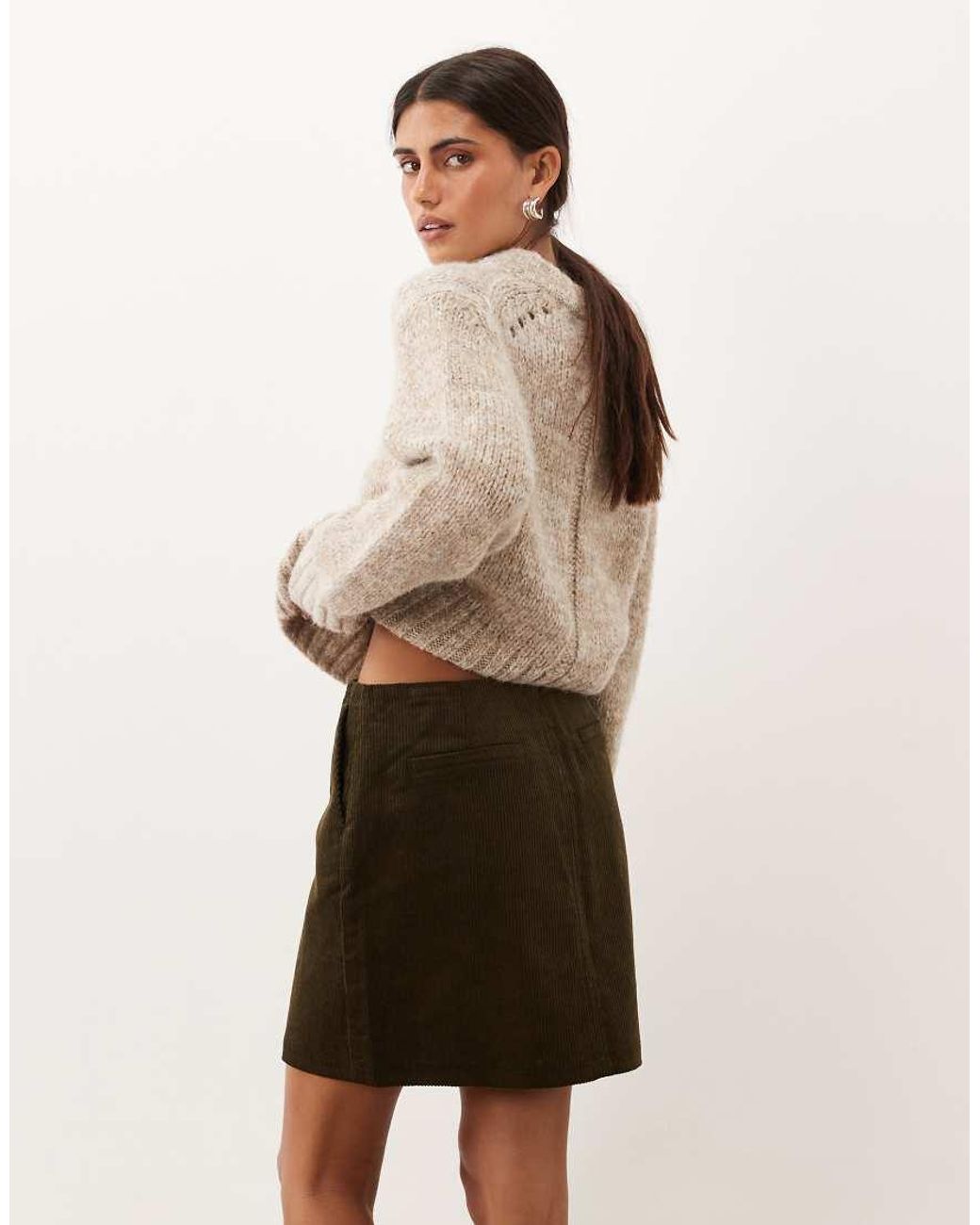 Threadbare Cord Minirok in het Natural