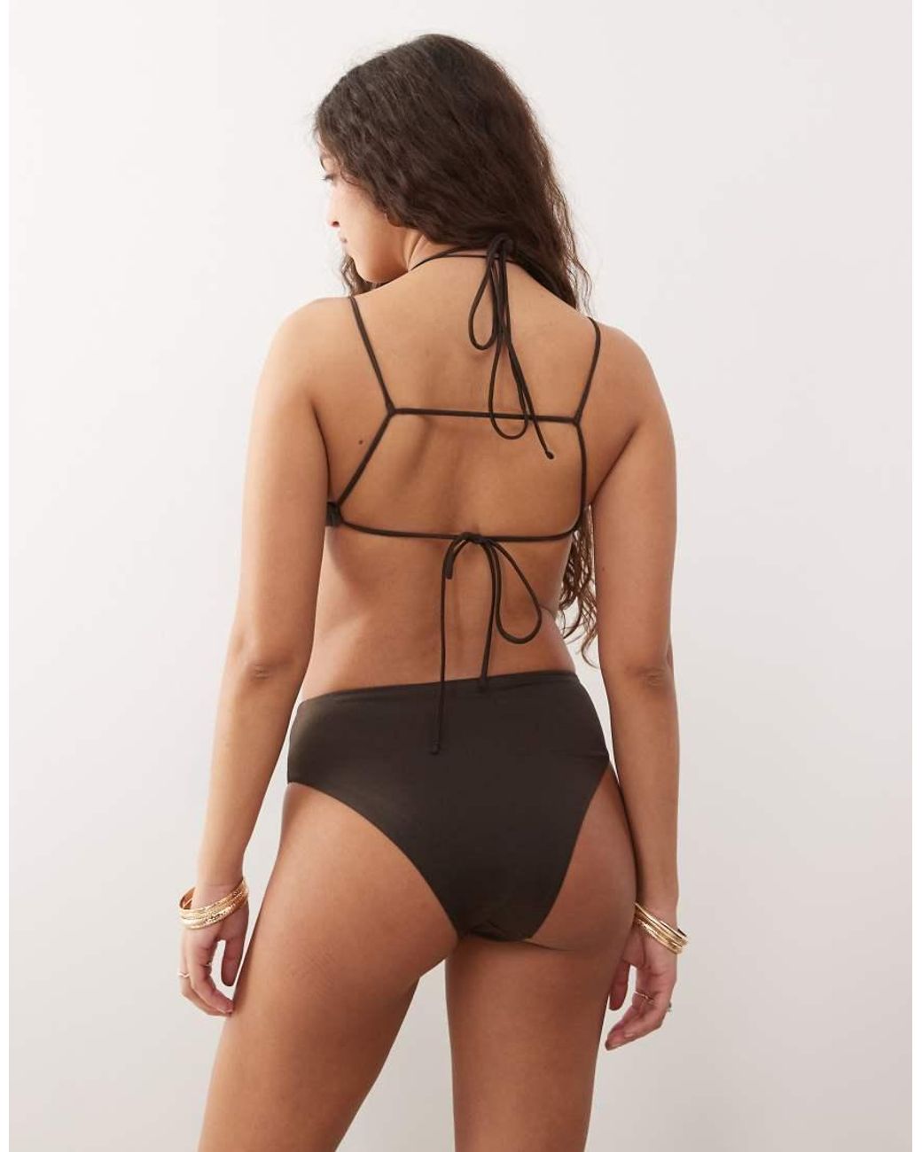 Weekday Brown High Waisted Brazilian Bikini Bottoms