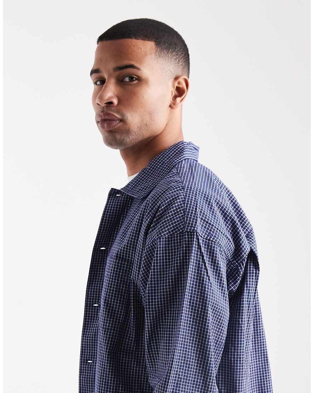Jack & Jones Blue Check Boxy Shirt for men