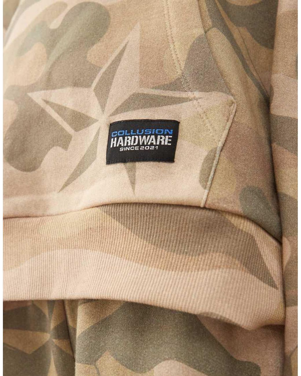 Collusion Metallic Camo Print Boxy Hoodie