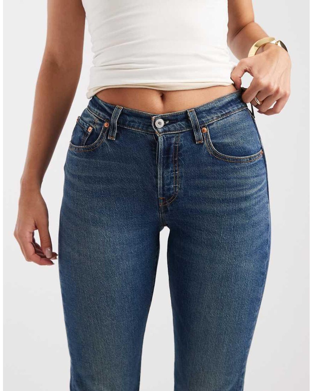Levi's Blue 501 Hourglass High Rise Straight Denim Jeans
