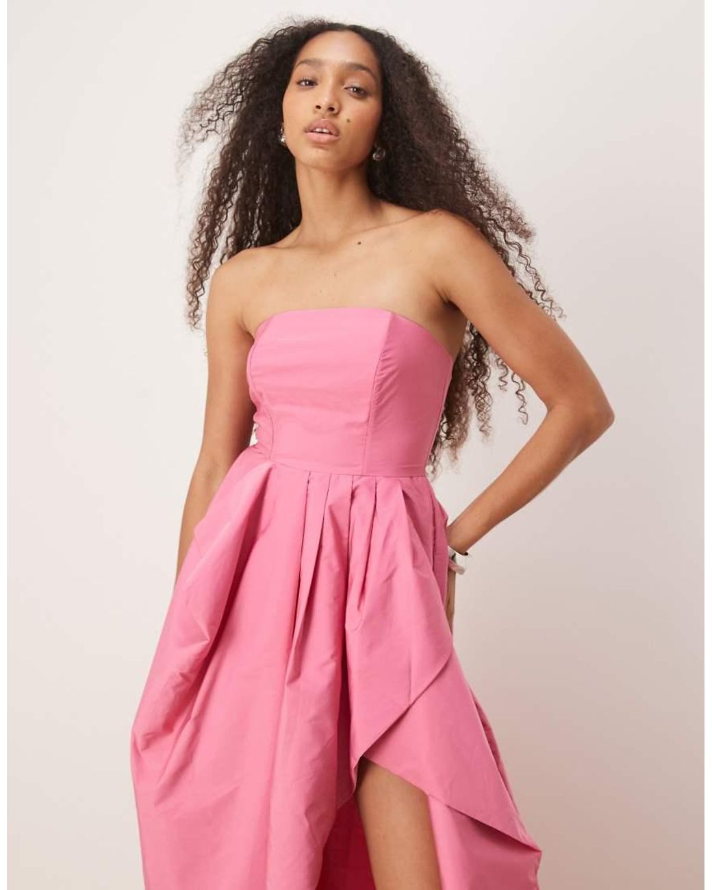 True Decadence Pink Strapless Midi Dress