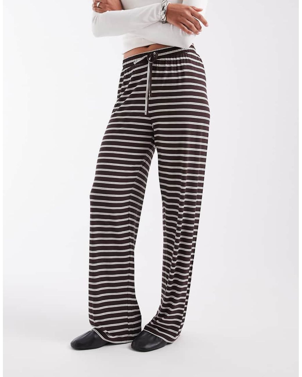ONLY Brown Tie Waist Wide Leg Pants