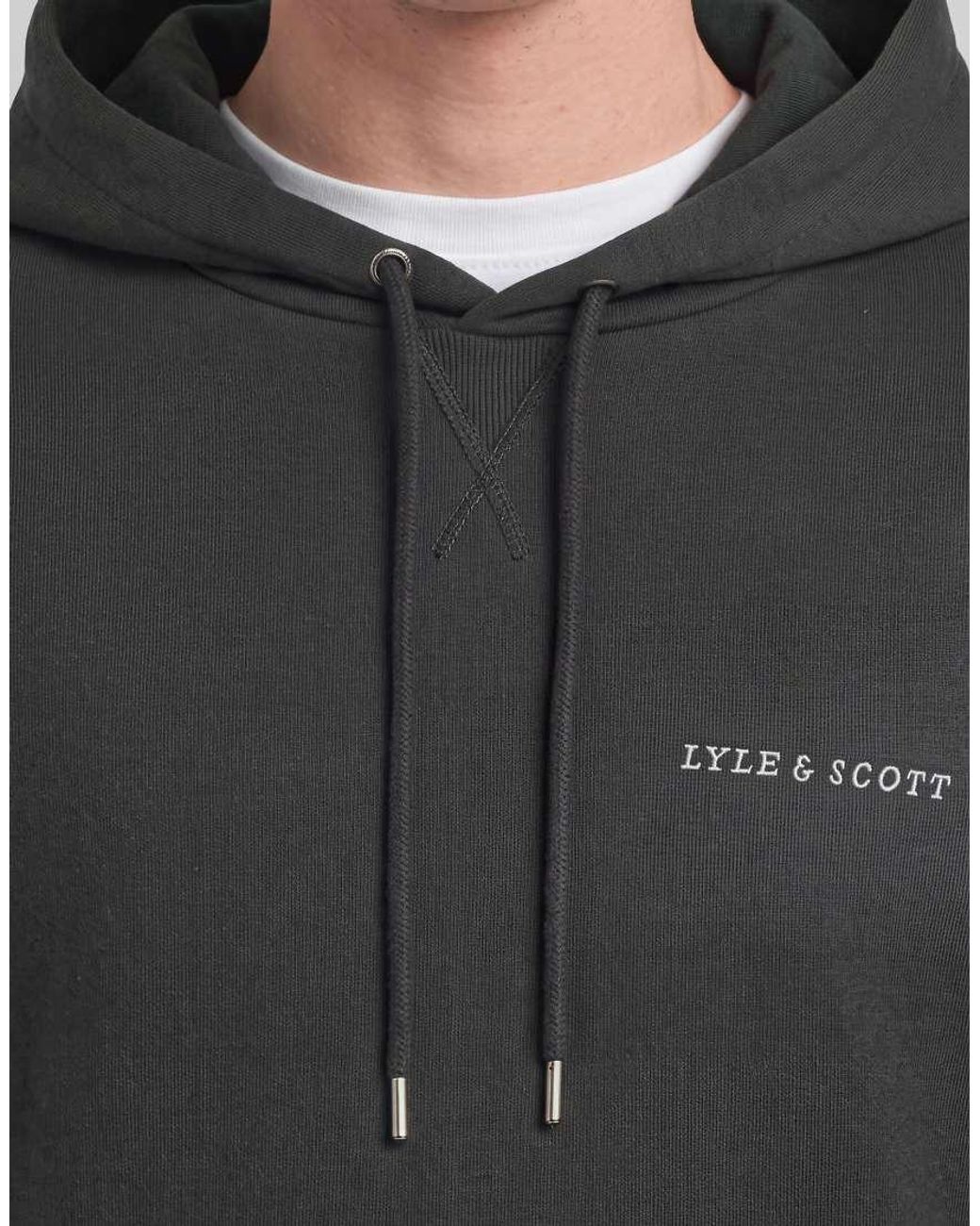 Lyle & Scott Black Mid Layers Script Heavyweight Loopback Pullover Hoodie for men