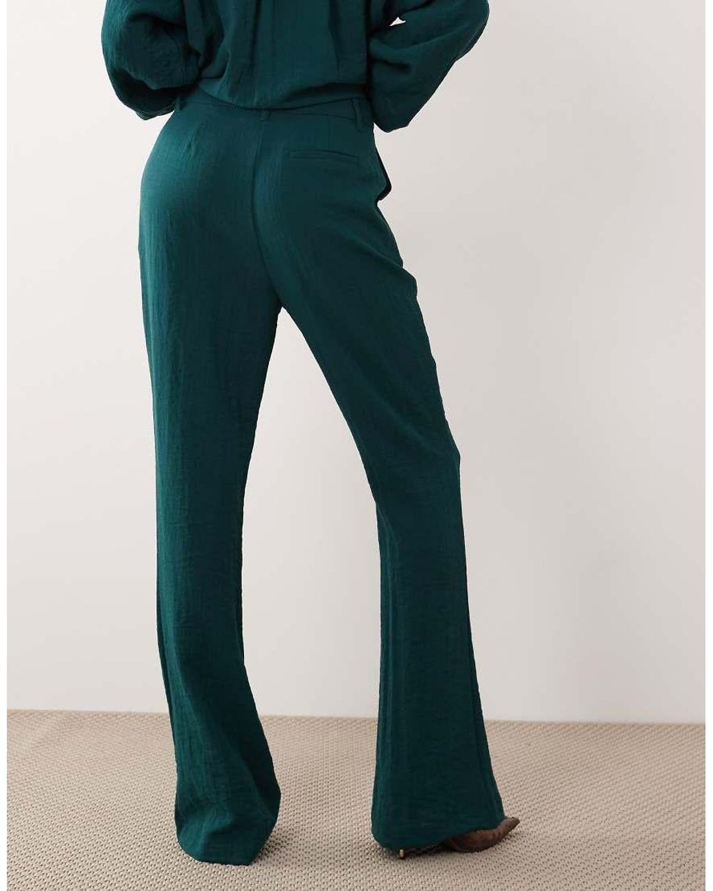 ASOS Blue Tailored Textured Flare Pants