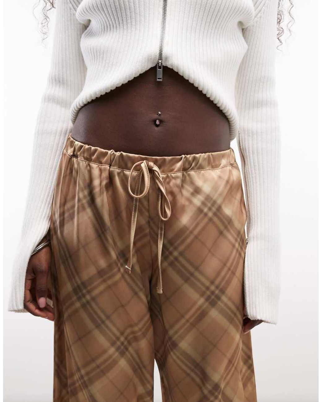 Reclaimed Vintage Natural Satin Wide Leg Trouser